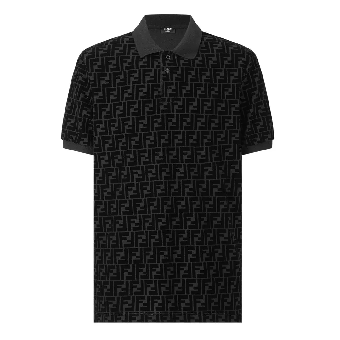 FF Monogram Flocked Cotton-Piqué Polo Shirt D21013768