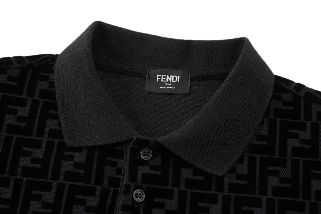 FF Monogram Flocked Cotton-Piqué Polo Shirt D21013768 — view 3