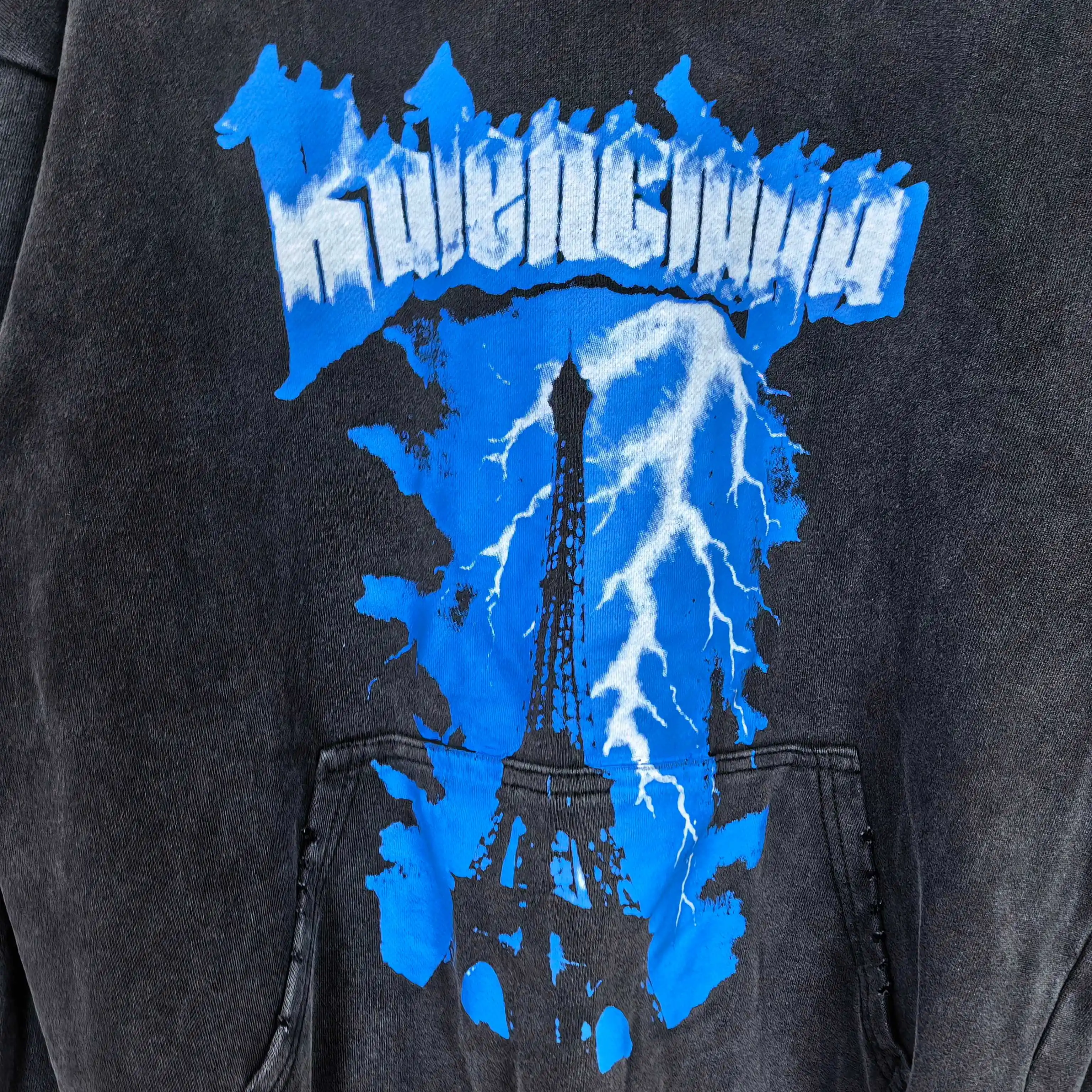 Paris Thunderstorm Print Washed Hoodie D22023199 — view 8