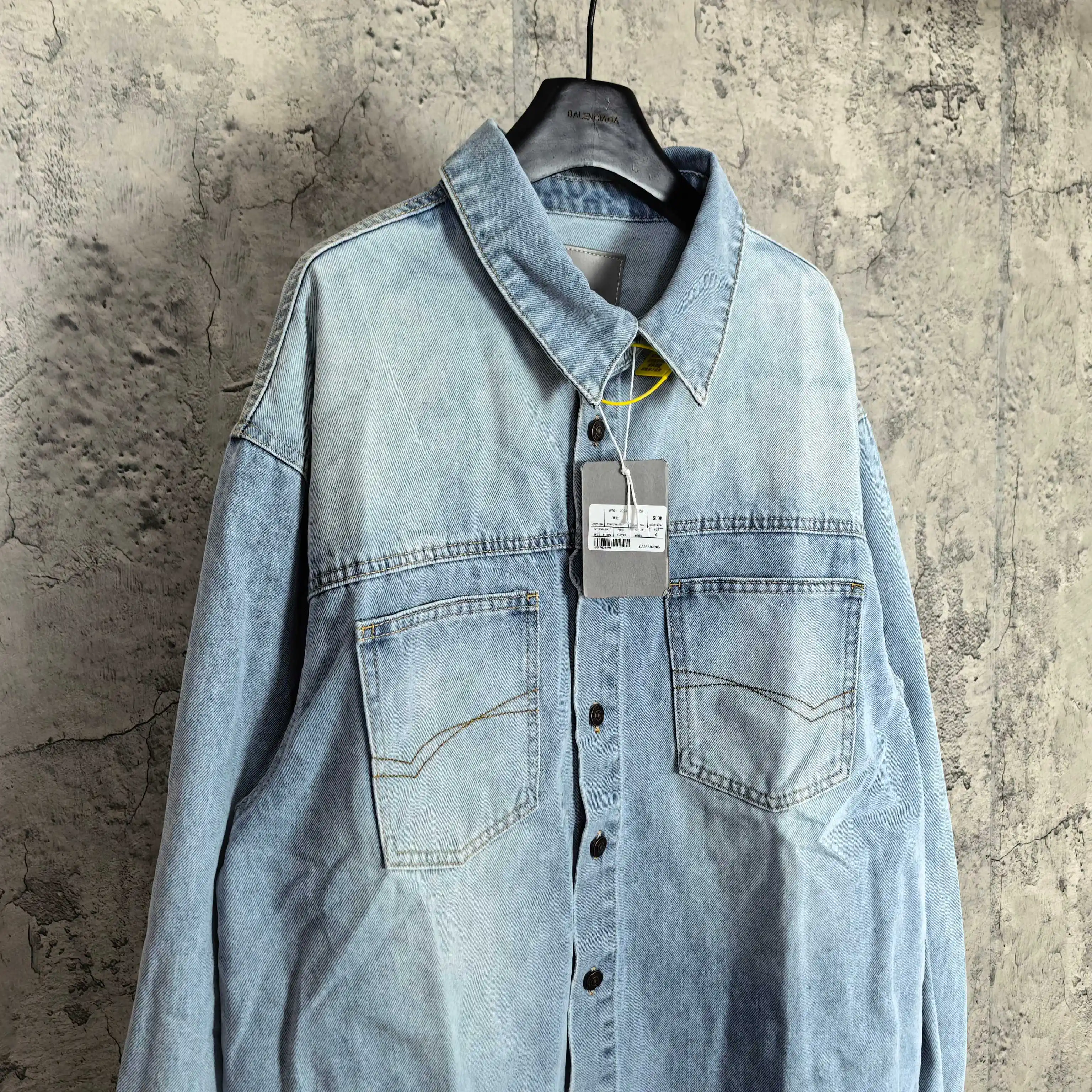 Oversized Washed Denim Shirt Jacket D22023171 — view 7