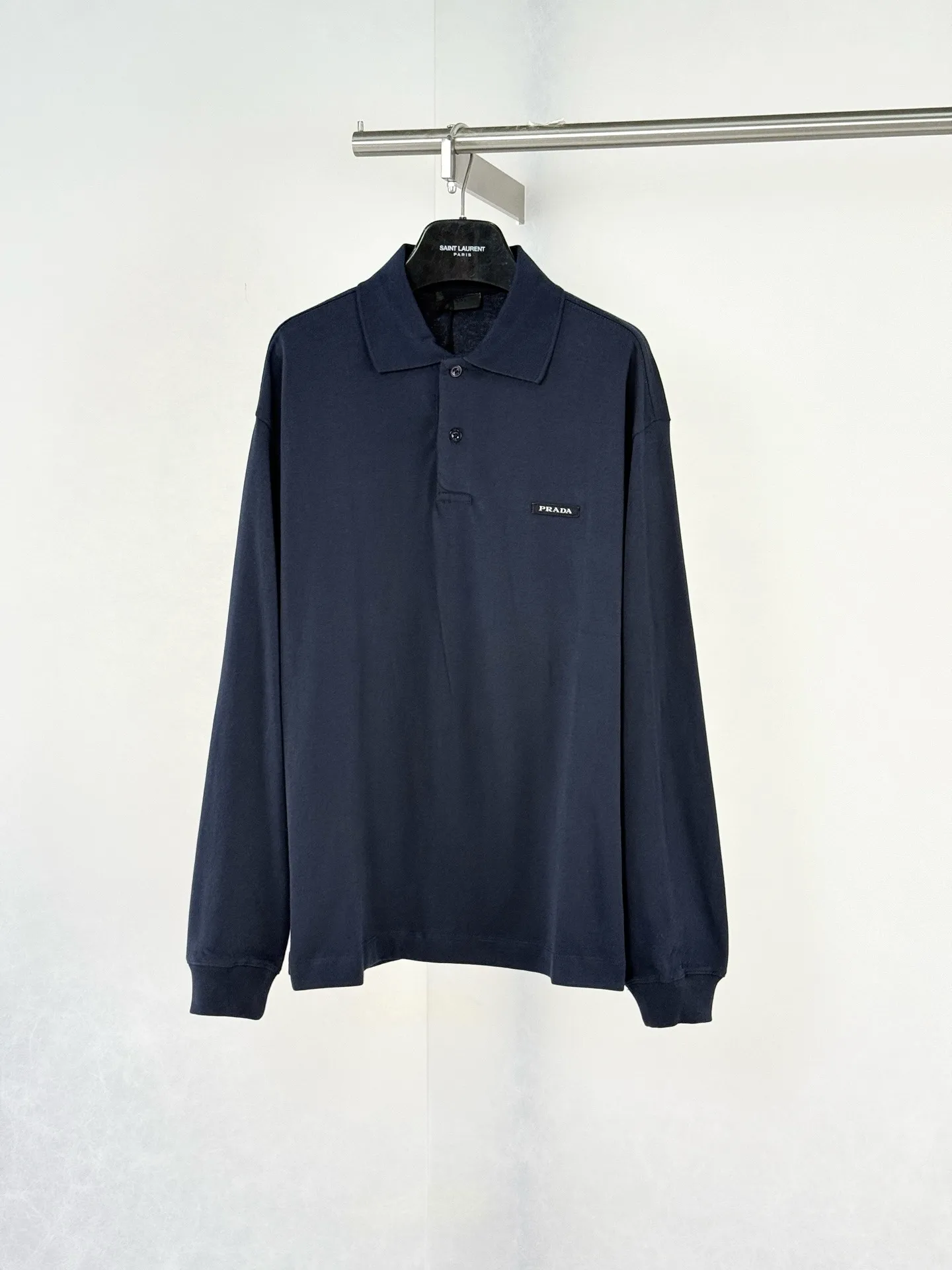 Logo-Patch Long-Sleeved Cotton Polo Shirt D22020752