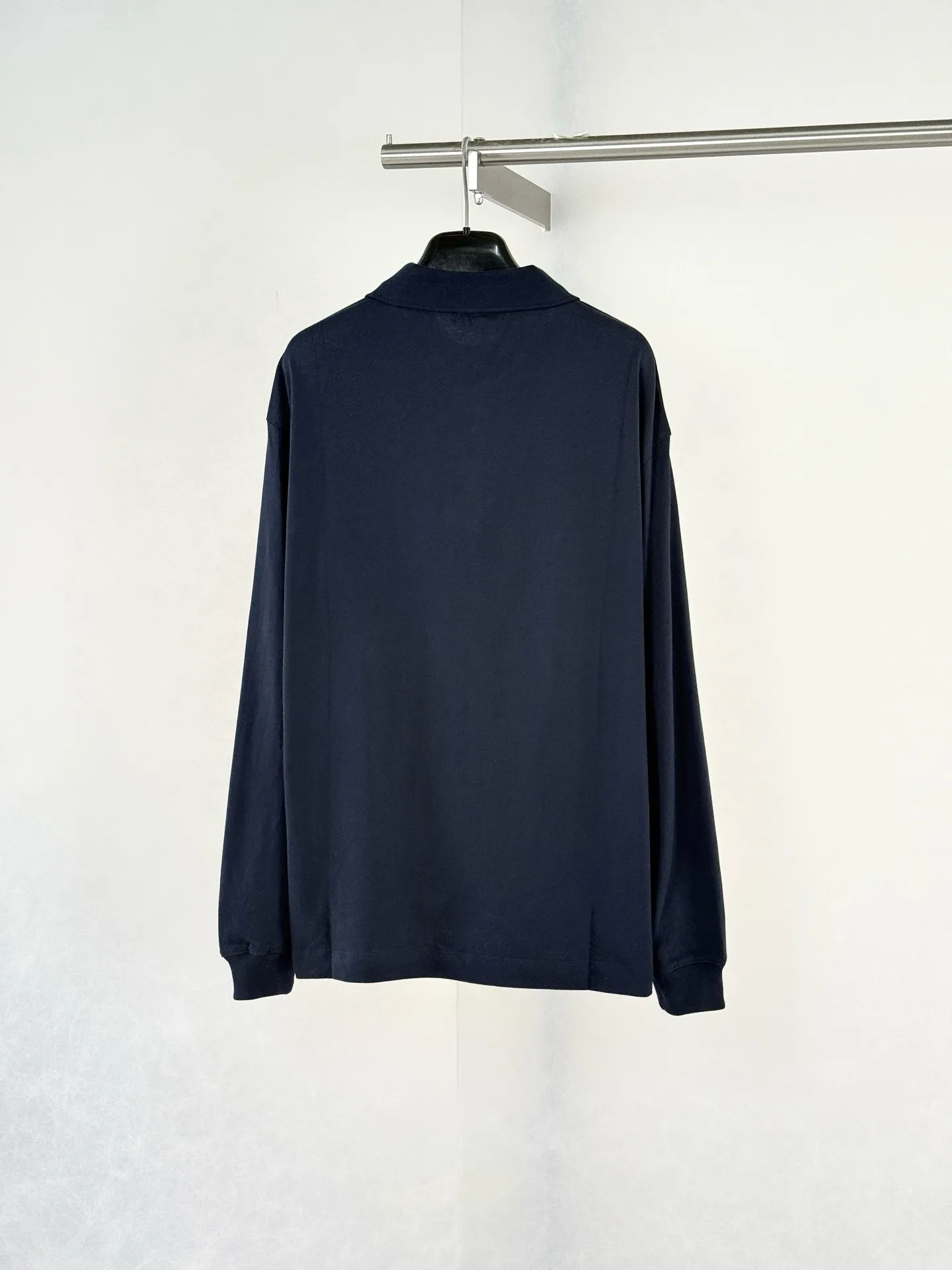 Logo-Patch Long-Sleeved Cotton Polo Shirt D22020752 — view 2
