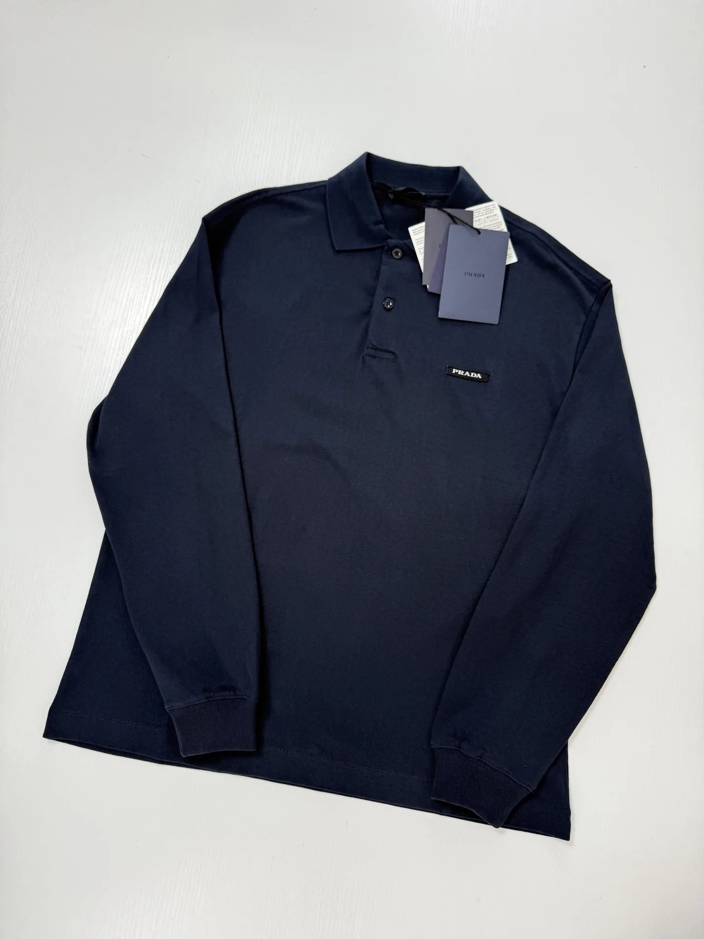 Logo-Patch Long-Sleeved Cotton Polo Shirt D22020752 — view 3