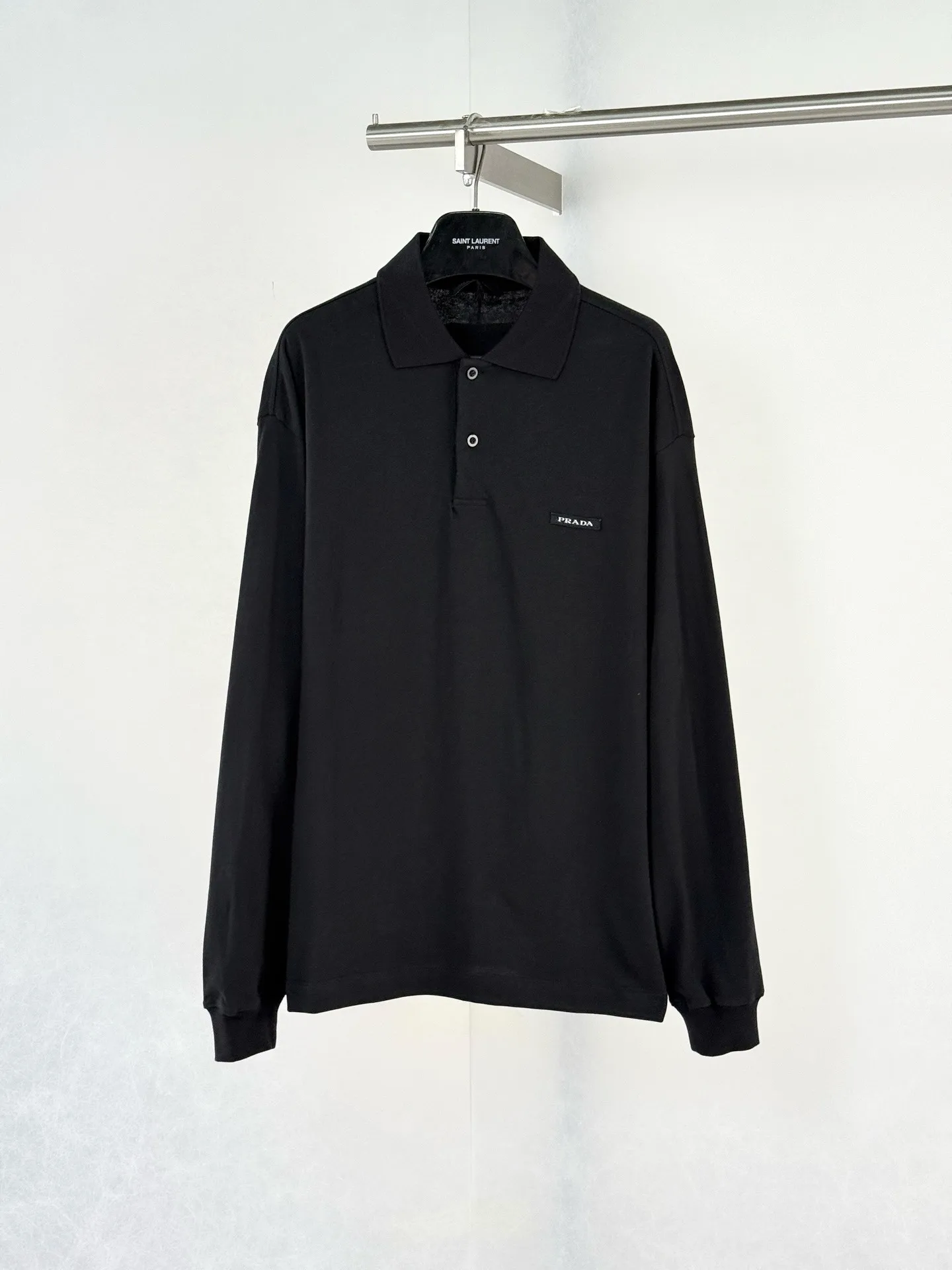 Logo-Patch Long-Sleeved Cotton Polo Shirt D22020754