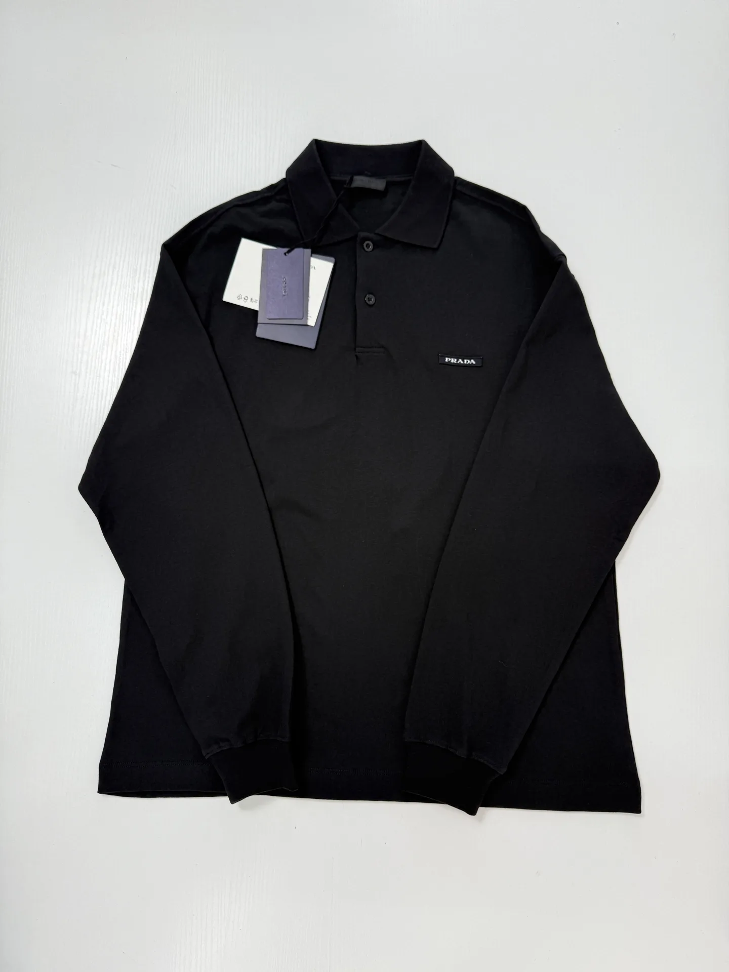 Logo-Patch Long-Sleeved Cotton Polo Shirt D22020754 — view 3
