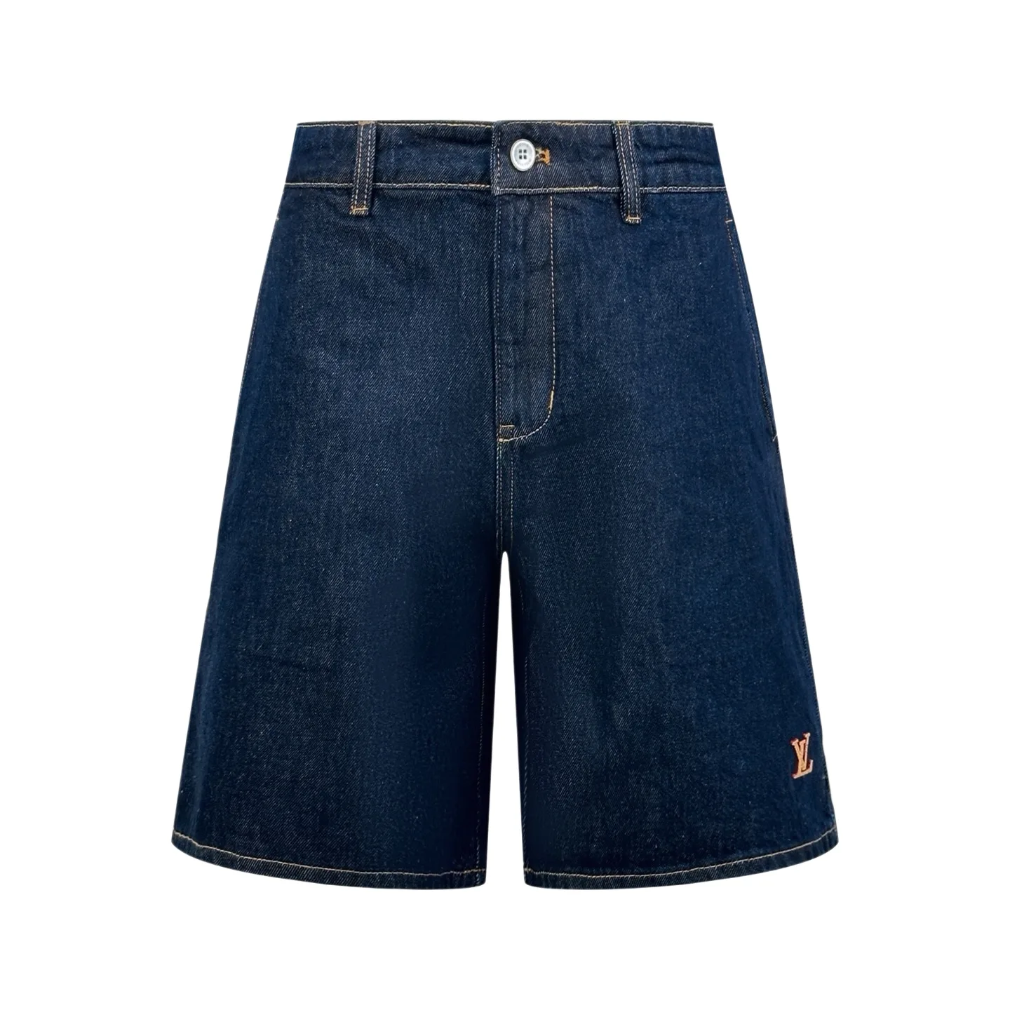 Leather Patch Indigo Denim Shorts D22521023