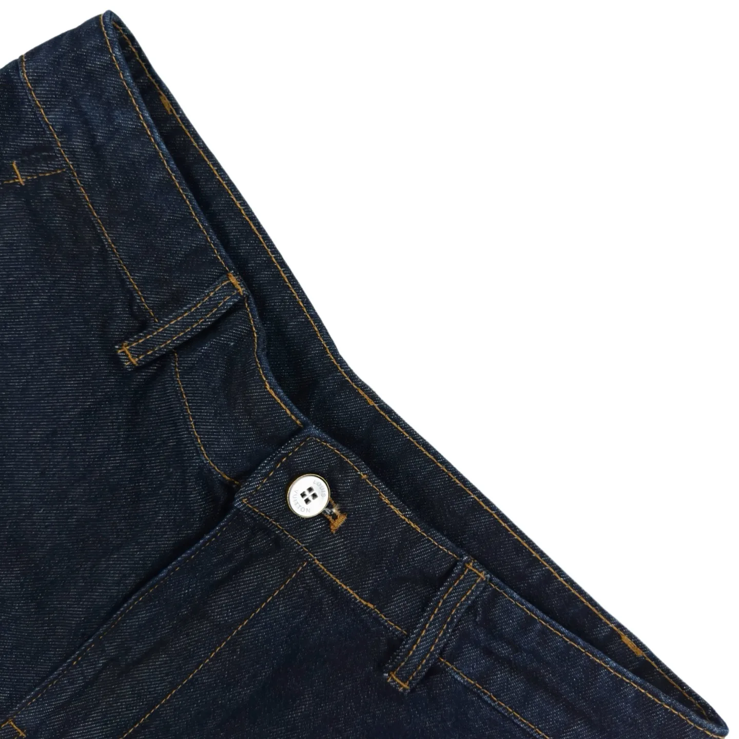 Leather Patch Indigo Denim Shorts D22521023 — view 3