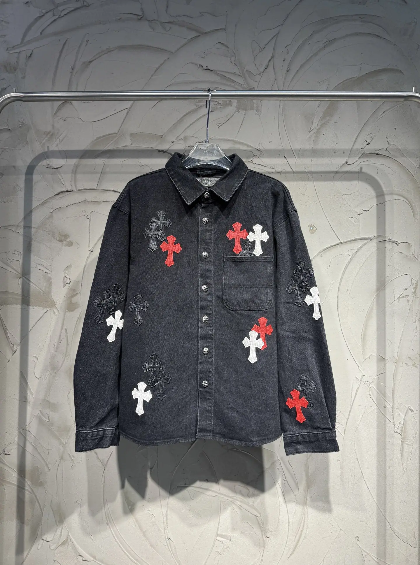 Cross-Patch Denim Overshirt Jacket D22523047
