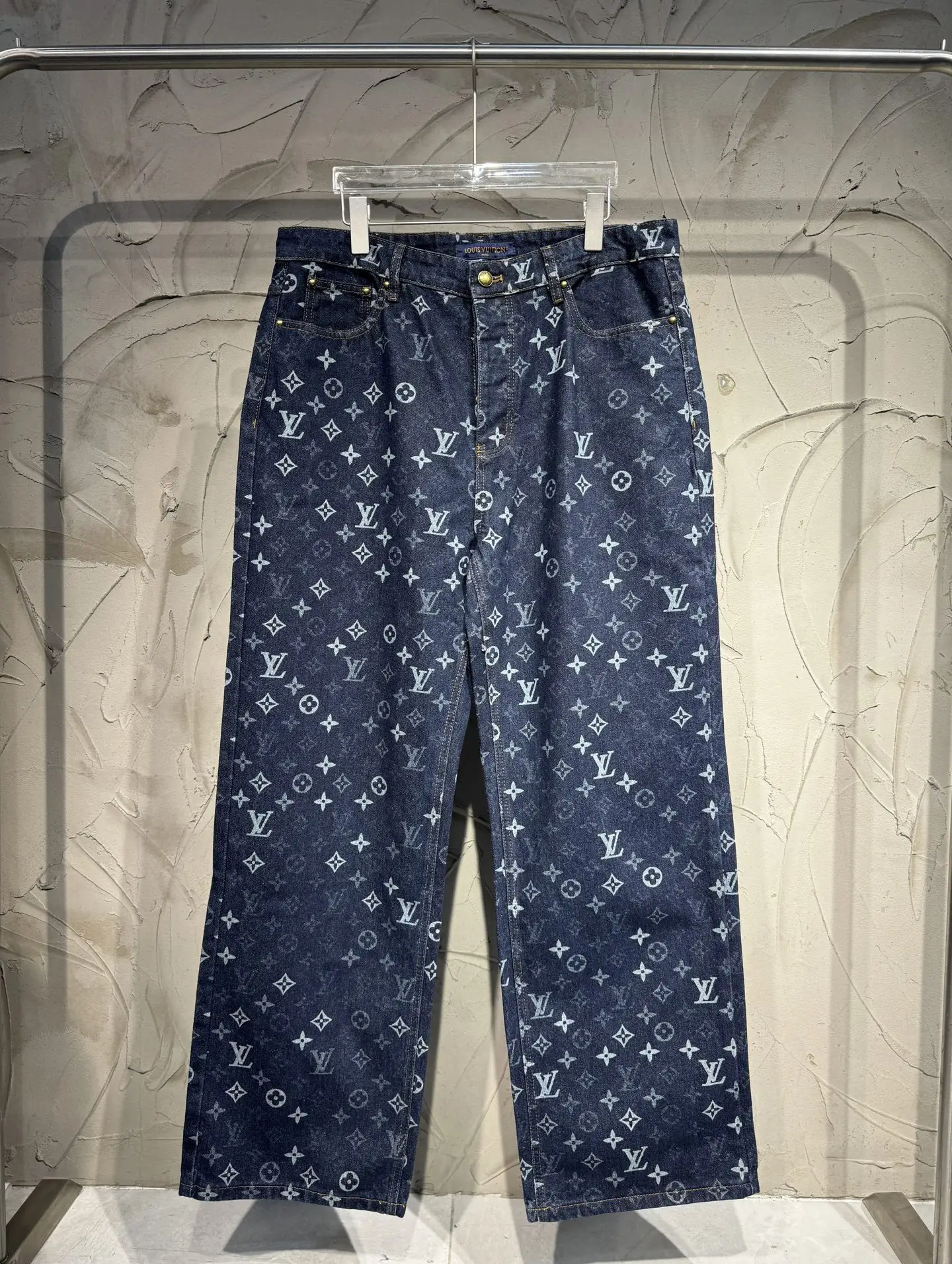 Monogram All-Over Print Straight-Leg Jeans D22523046