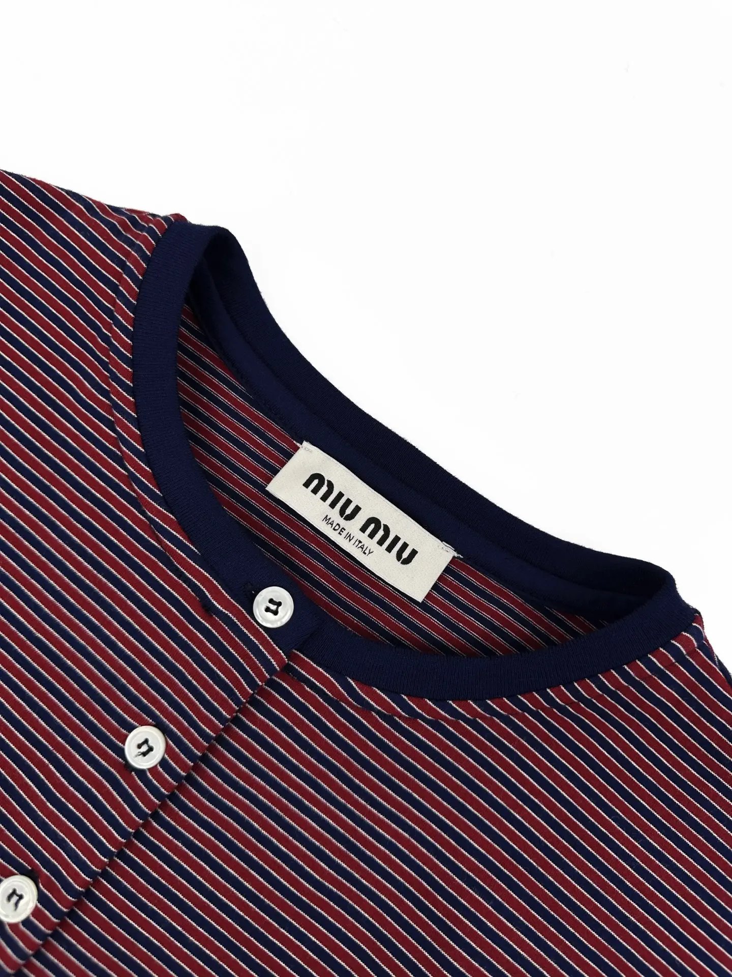 Striped Cotton Jersey Henley Top D22519219 — view 3