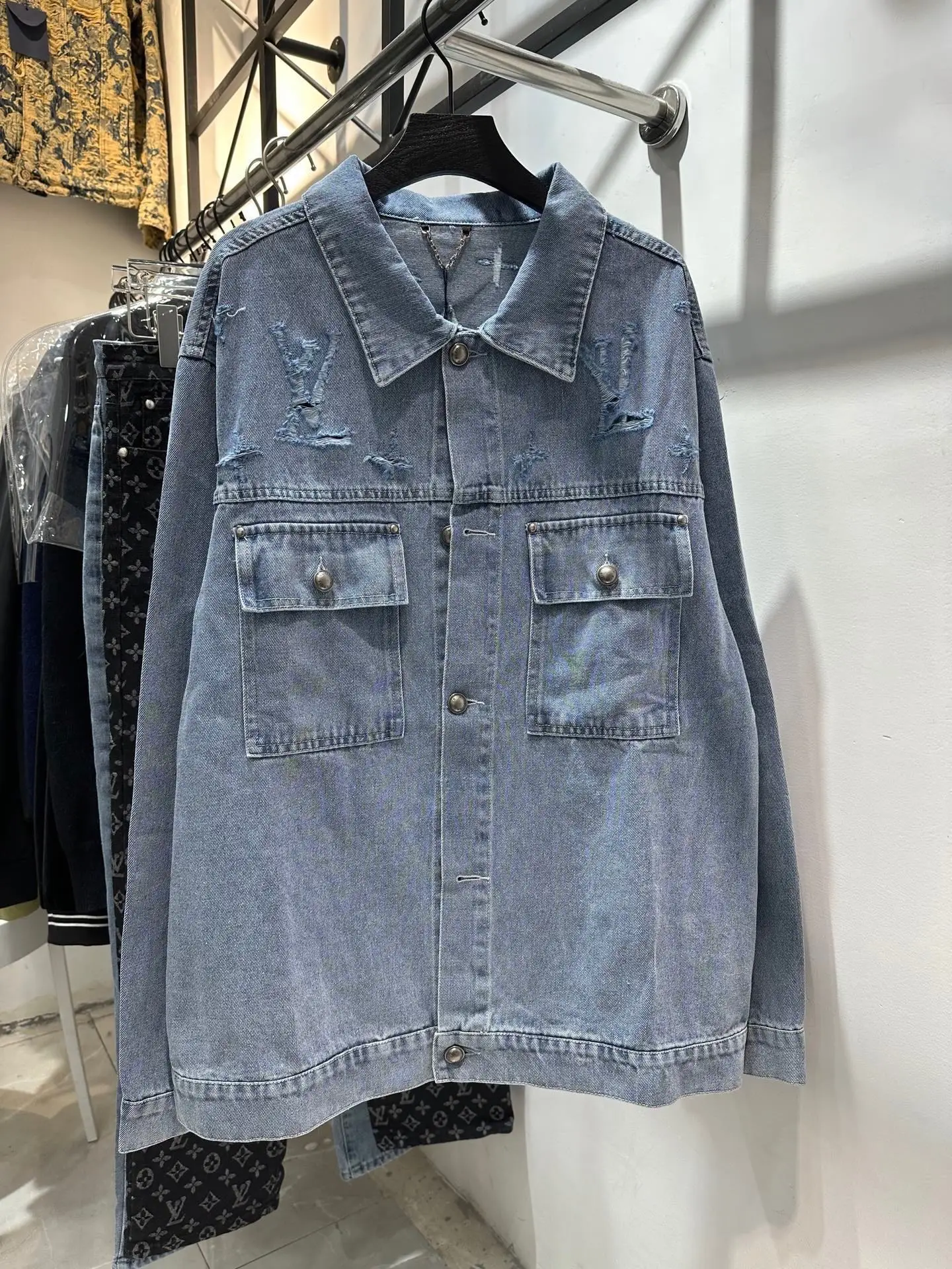 Distressed Monogram Denim Jacket D22513437