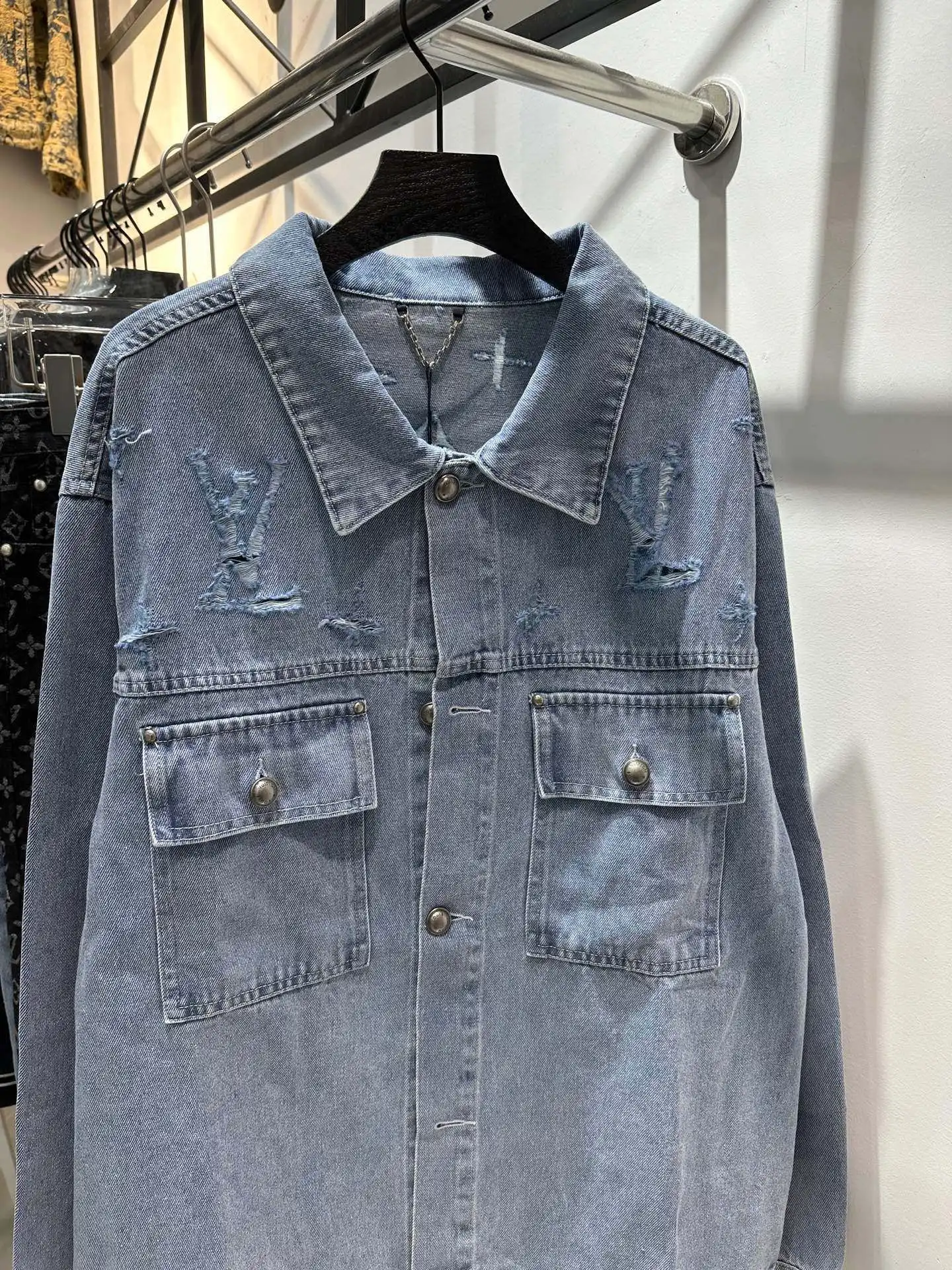 Distressed Monogram Denim Jacket D22513437 — view 3