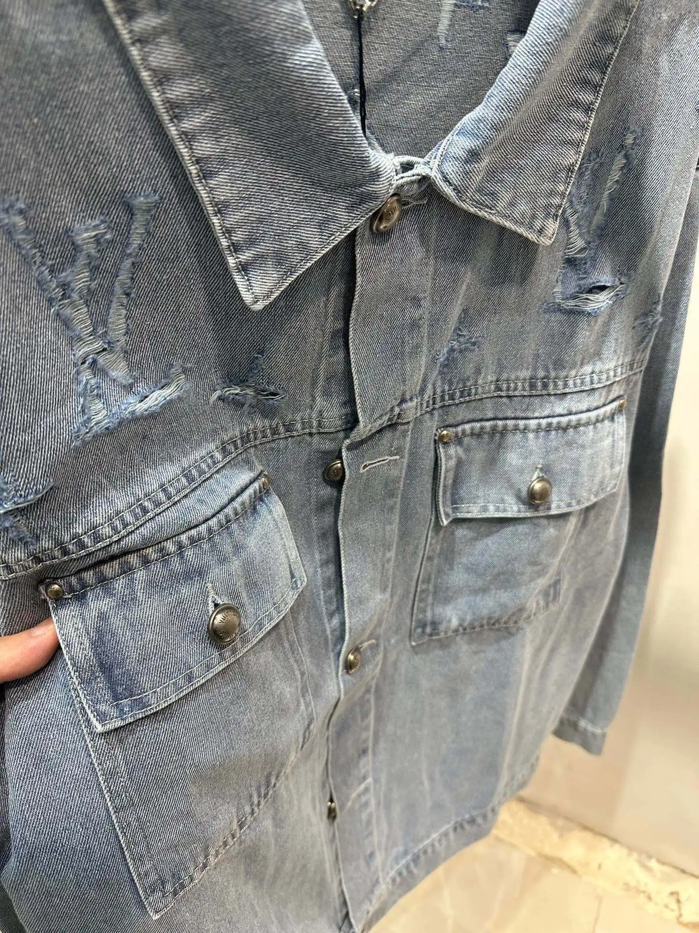 Distressed Monogram Denim Jacket D22513437 — view 4