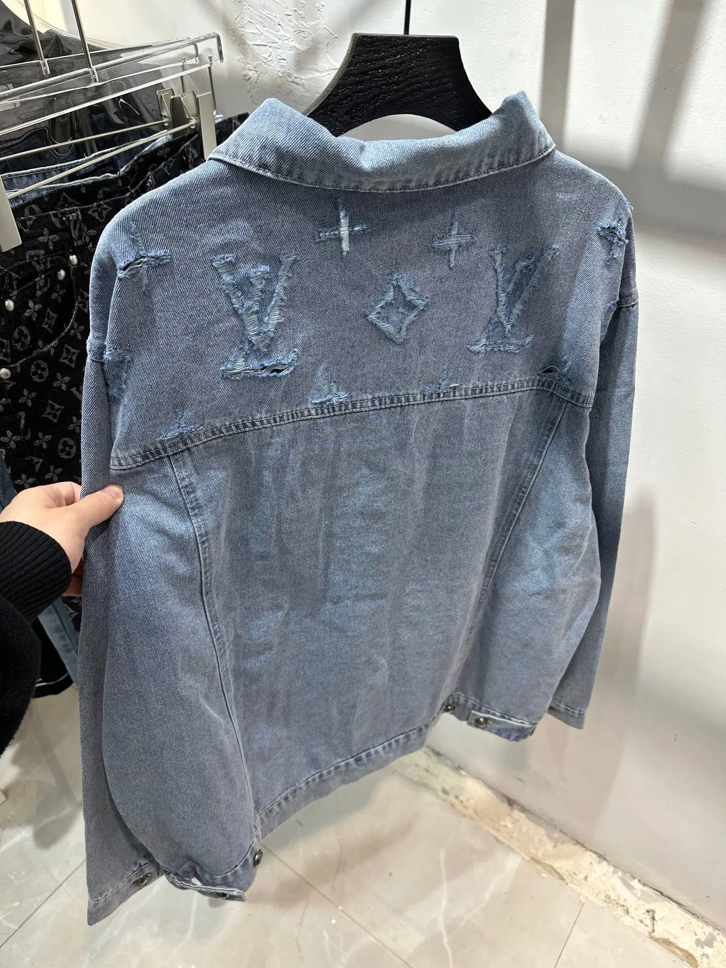 Distressed Monogram Denim Jacket D22513437 — view 6