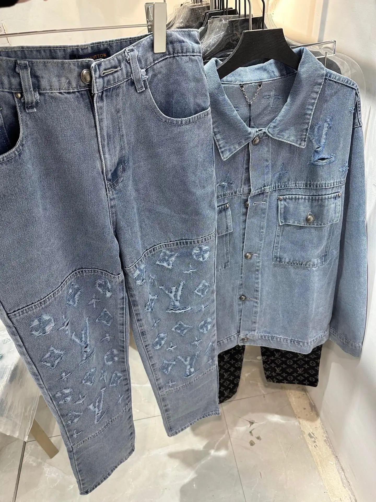 Distressed Monogram Denim Jacket D22513437 — view 10