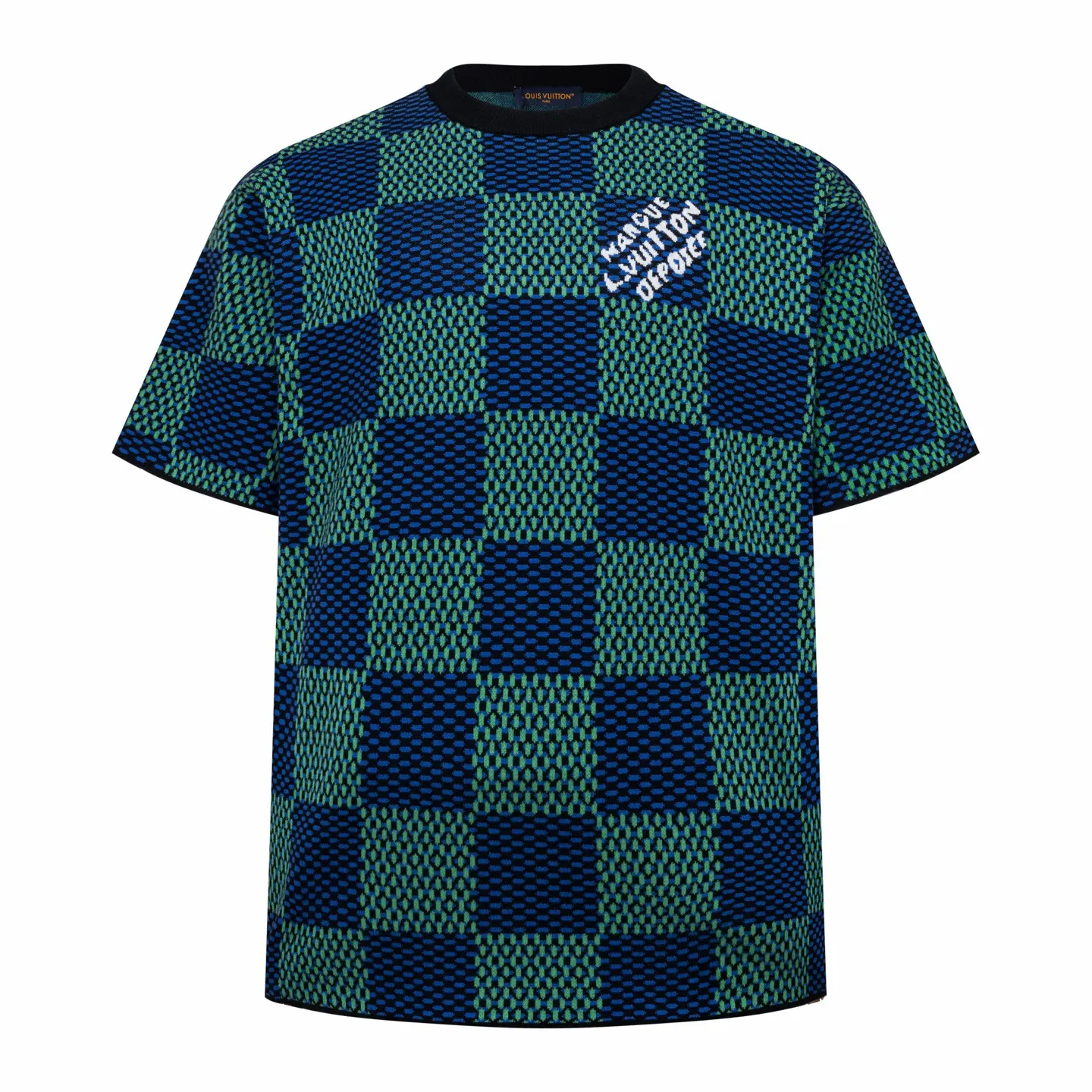 Damier Jacquard Cotton Knit T-Shirt D23013798