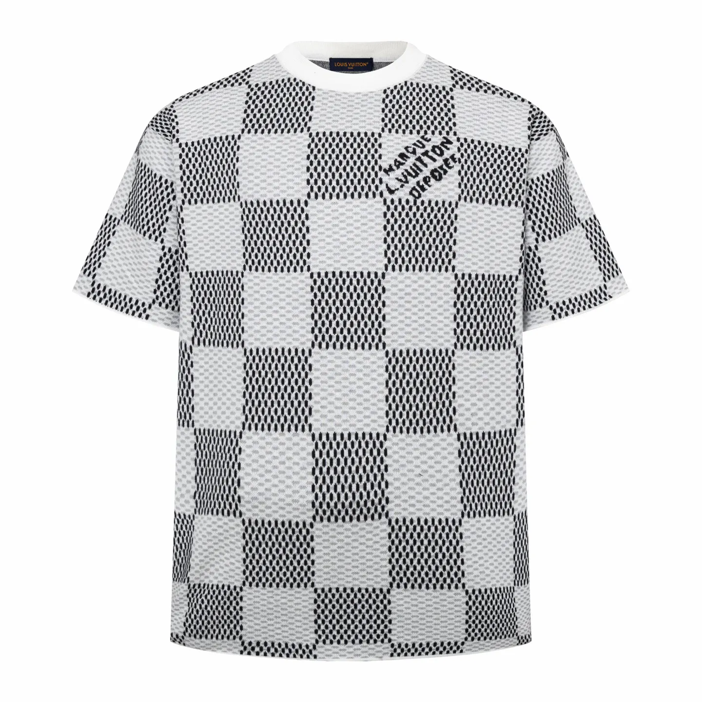 Damier Jacquard Cotton Knit T-Shirt D23013799