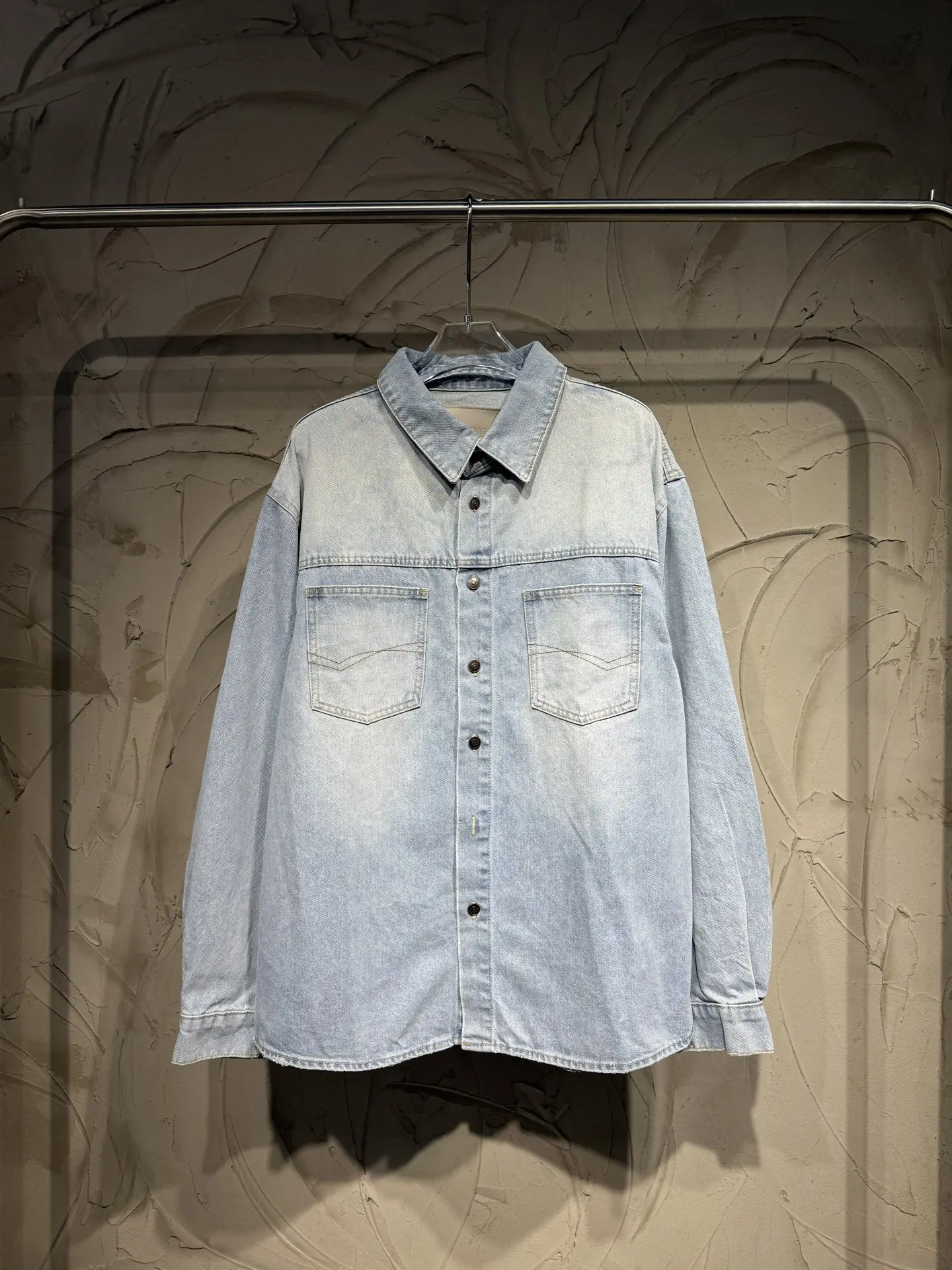Oversized Washed Denim Shirt Jacket D23023023