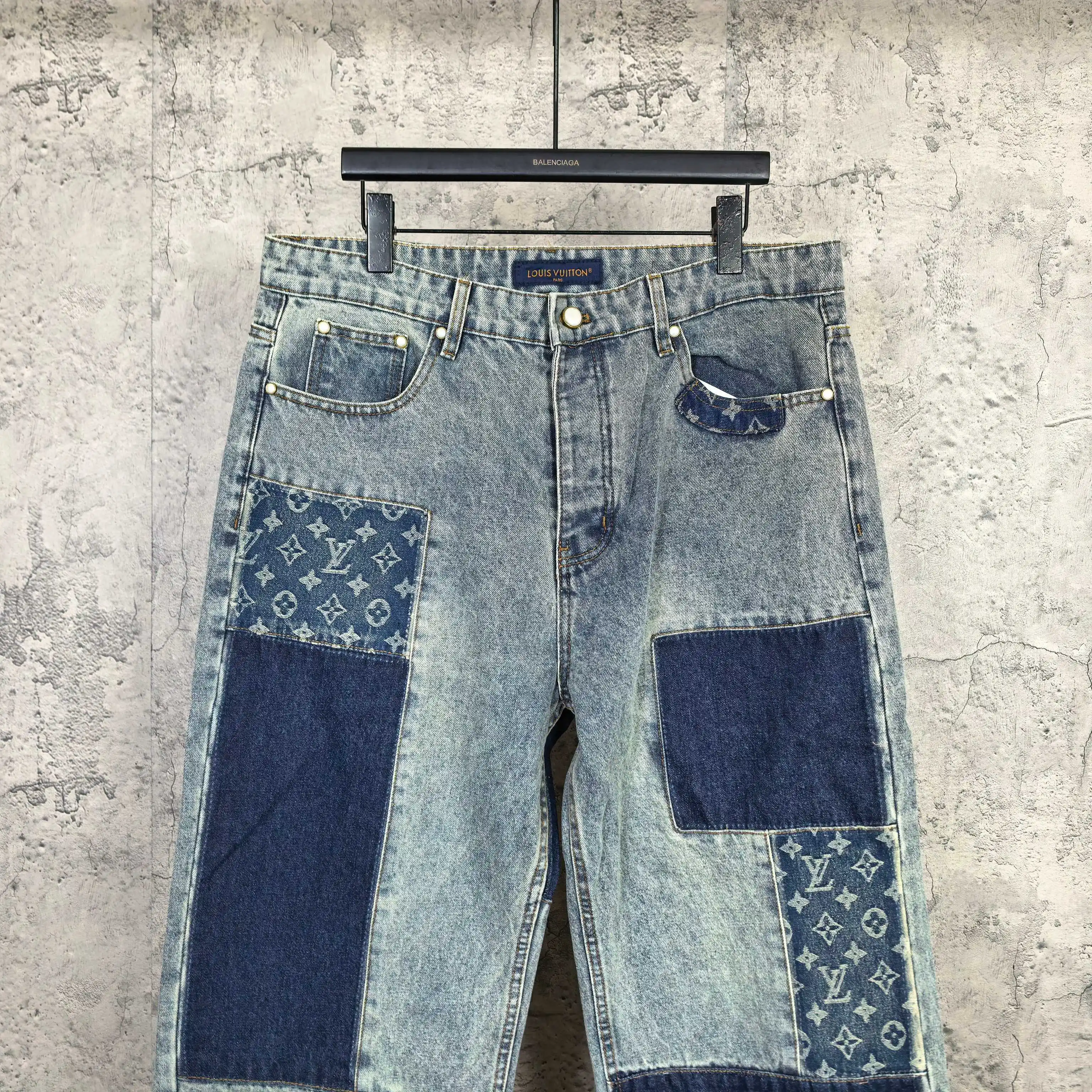 Monogram Patchwork Straight-Leg Jeans D23023205 — view 3