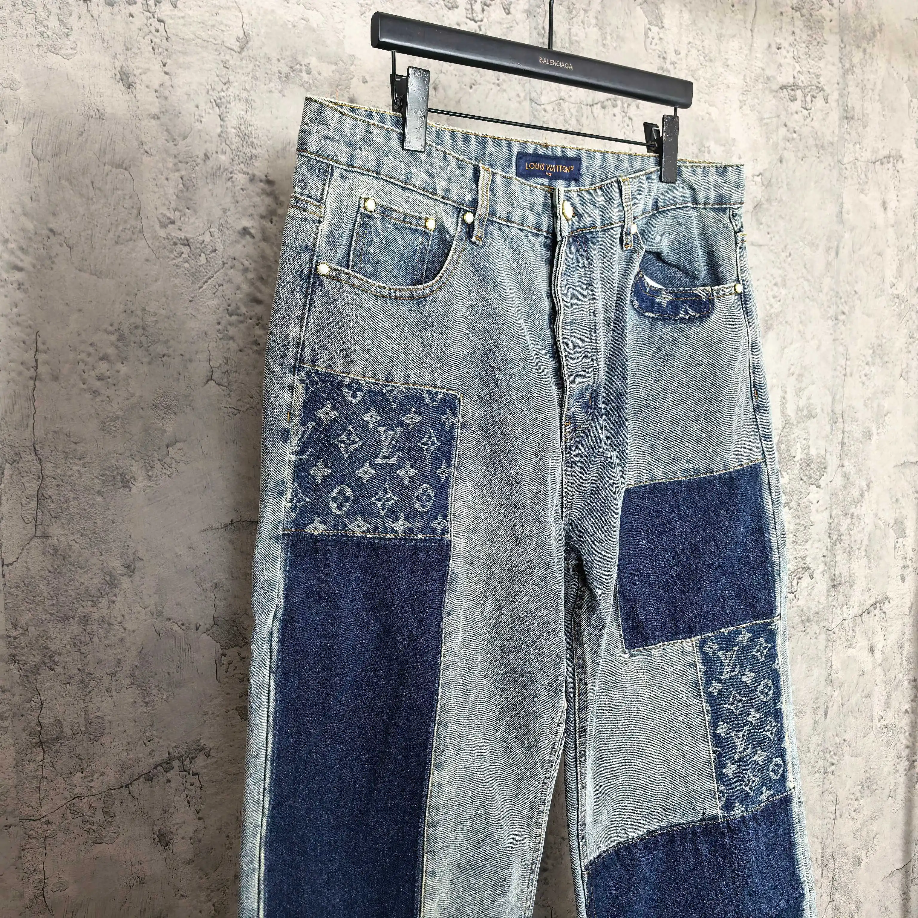 Monogram Patchwork Straight-Leg Jeans D23023205 — view 7
