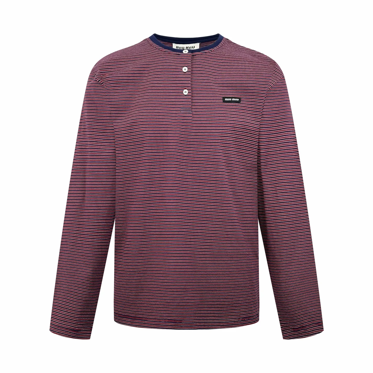 Striped Cotton Henley Long-Sleeve Top D23519212