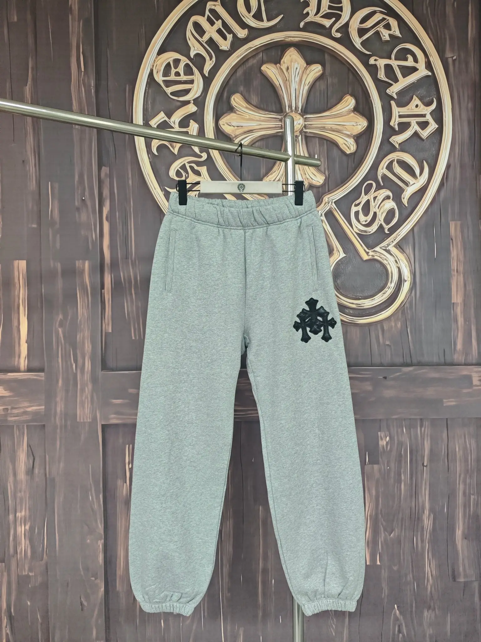 Chrome Hearts Leather Cross Patch Sweatpants D24018997