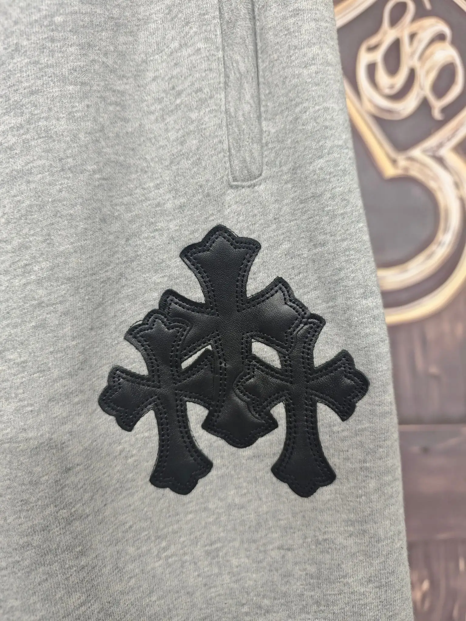 Chrome Hearts Leather Cross Patch Sweatpants D24018997 — view 5