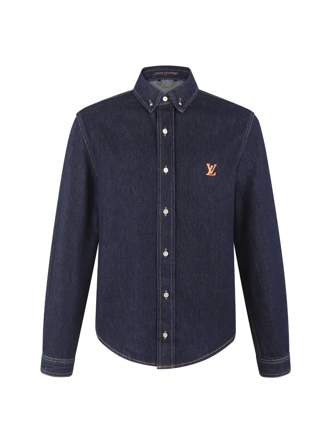 Embroidered Logo Denim Long-Sleeve Shirt D24023618