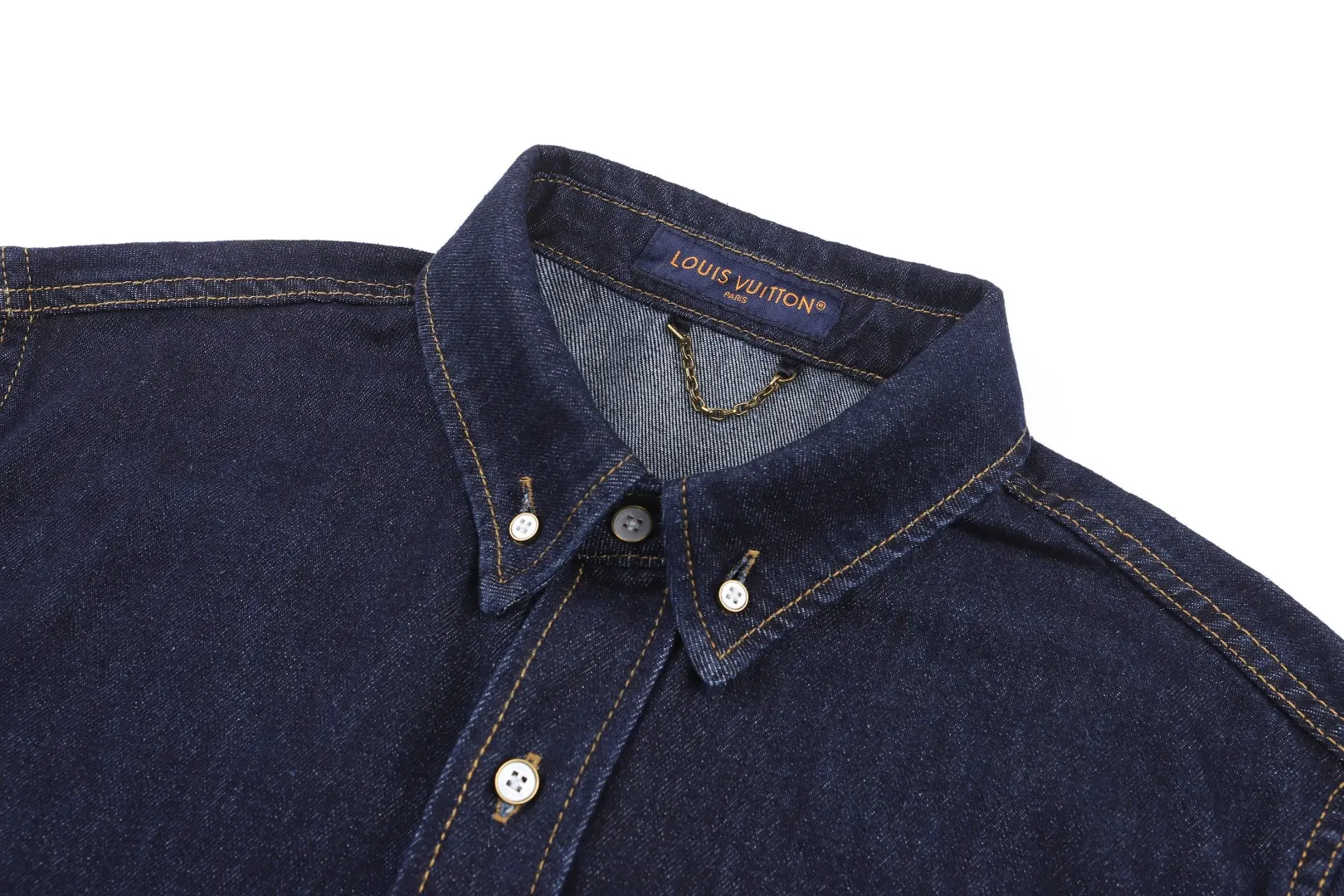 Embroidered Logo Denim Long-Sleeve Shirt D24023618 — view 3