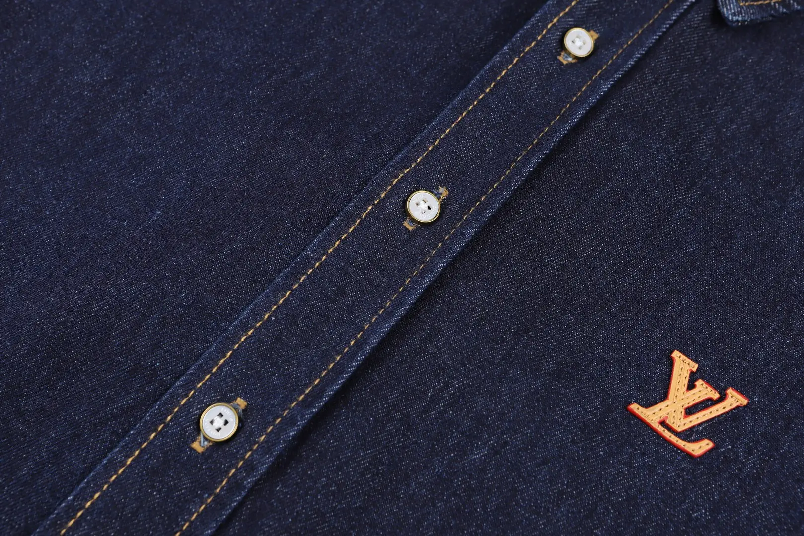 Embroidered Logo Denim Long-Sleeve Shirt D24023618 — view 6