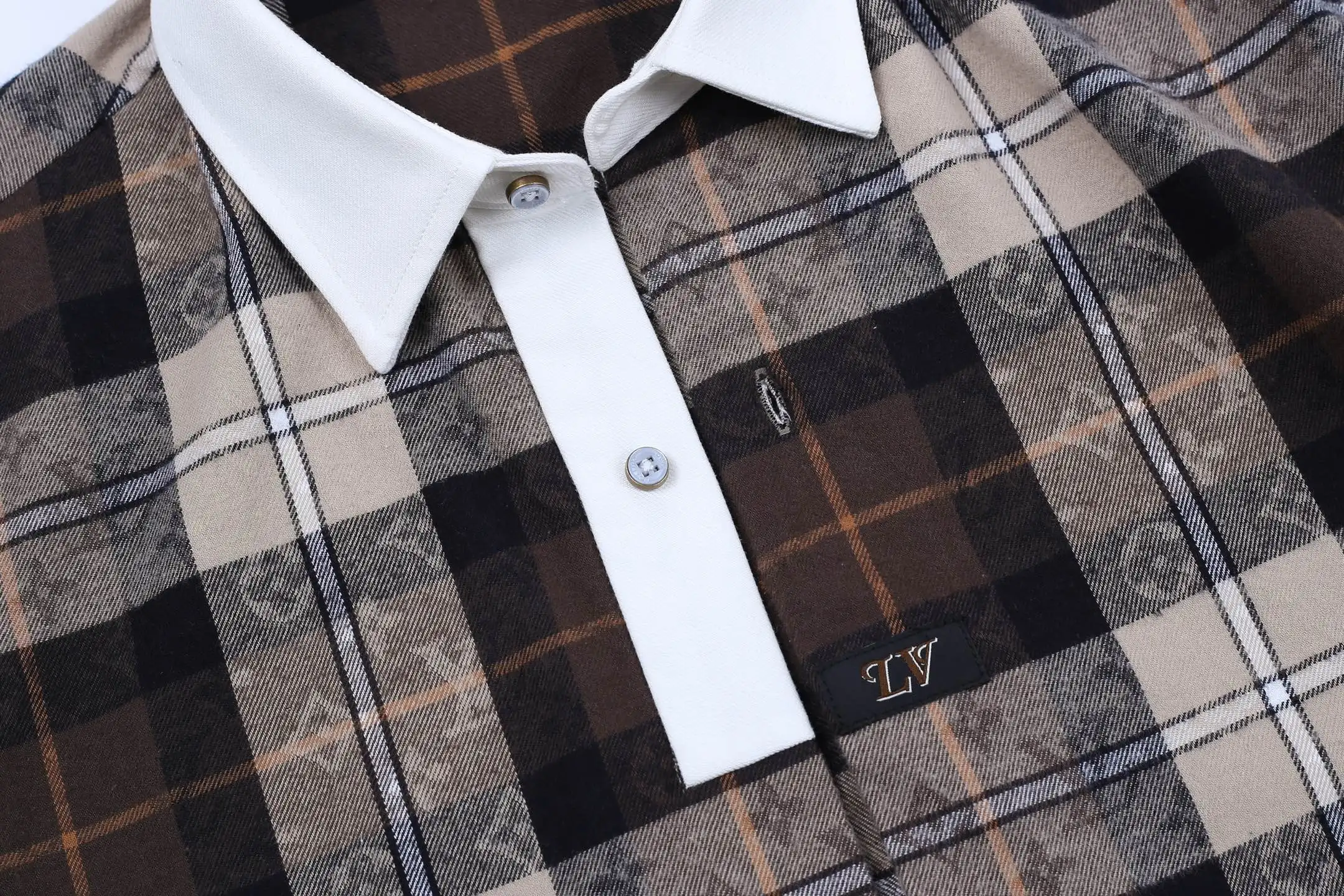 Monogram Plaid Flannel Contrast Collar Shirt D24023617 — view 6