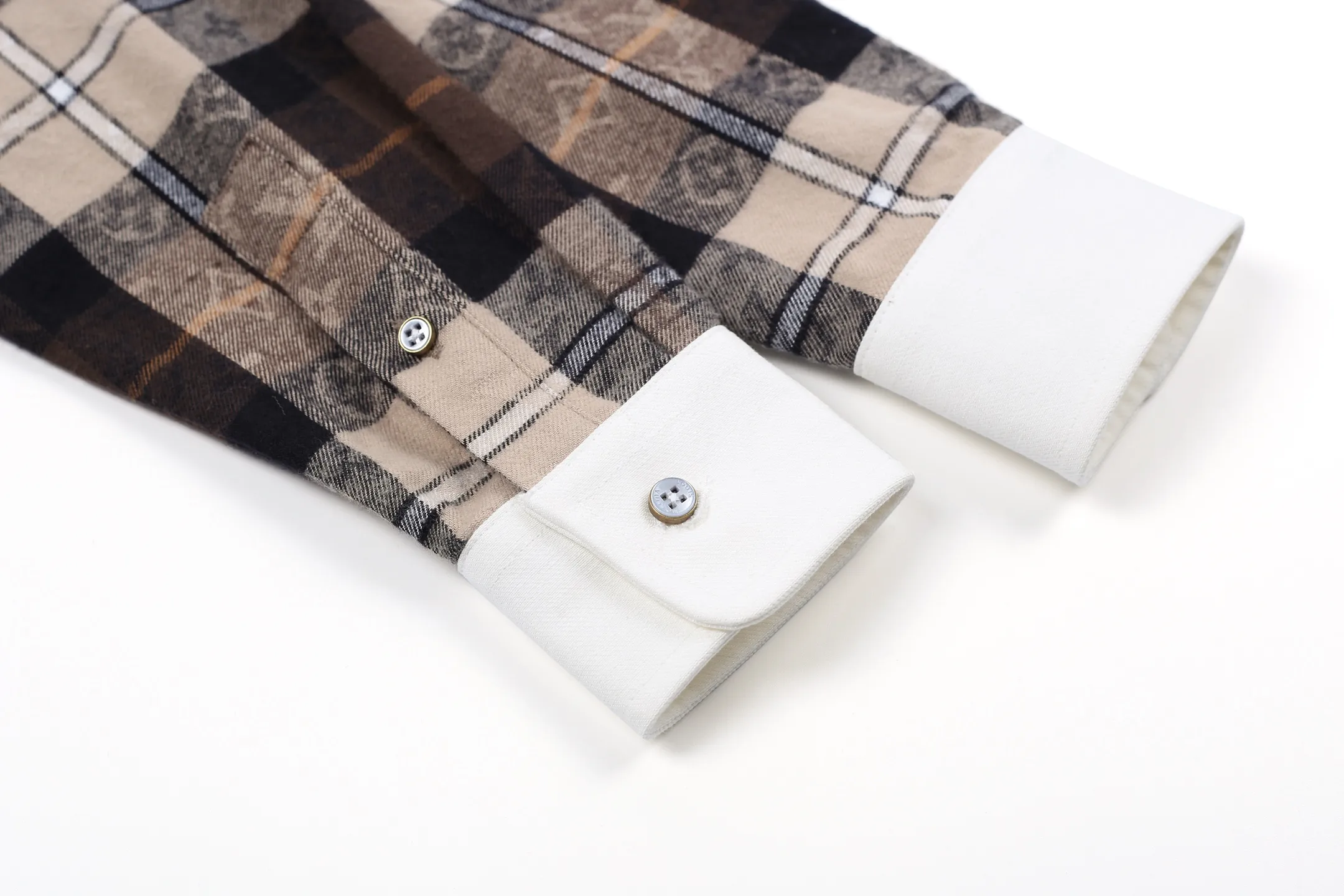 Monogram Plaid Flannel Contrast Collar Shirt D24023617 — view 7