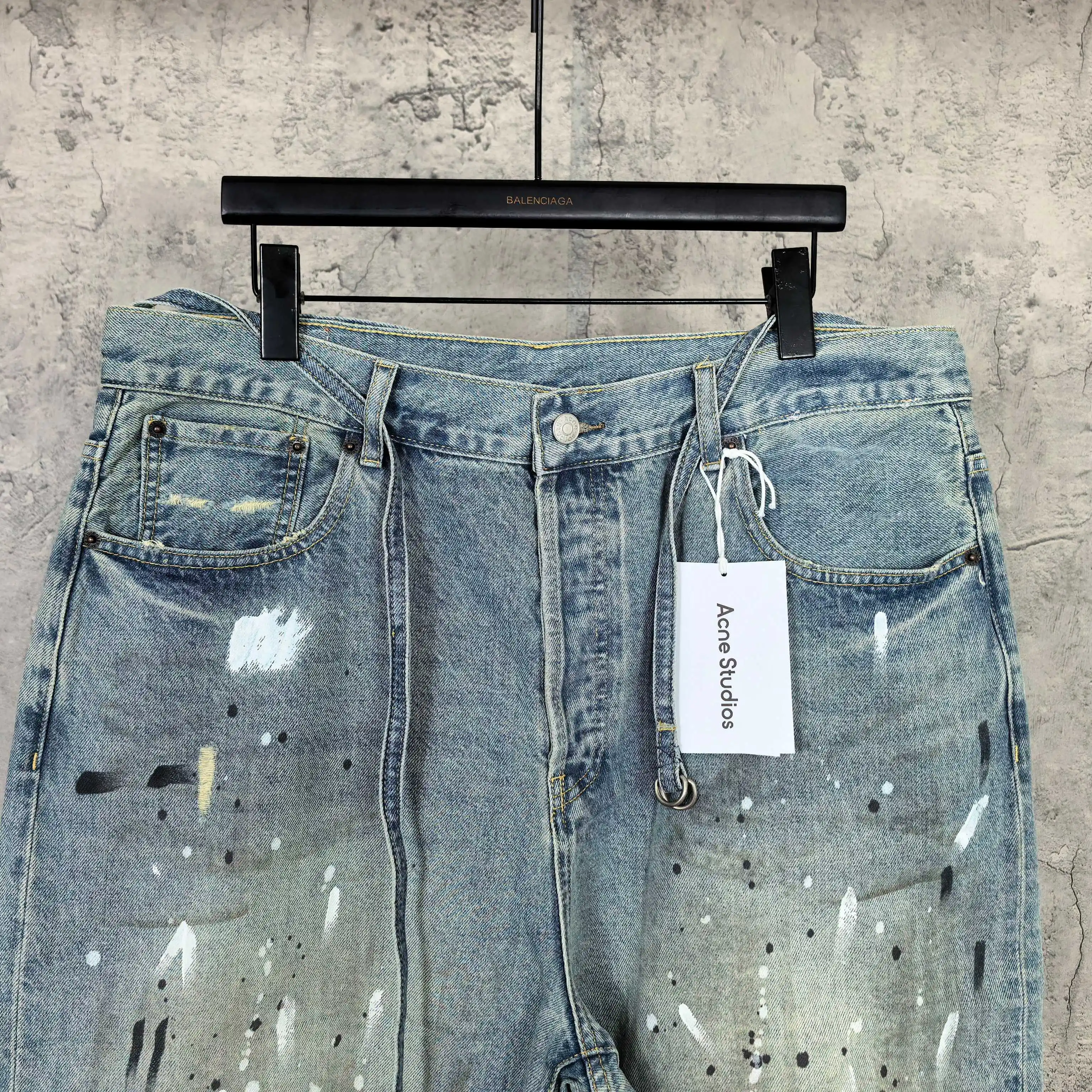 1981 Paint-Splatter Drawstring Denim Shorts D24023238 — view 3
