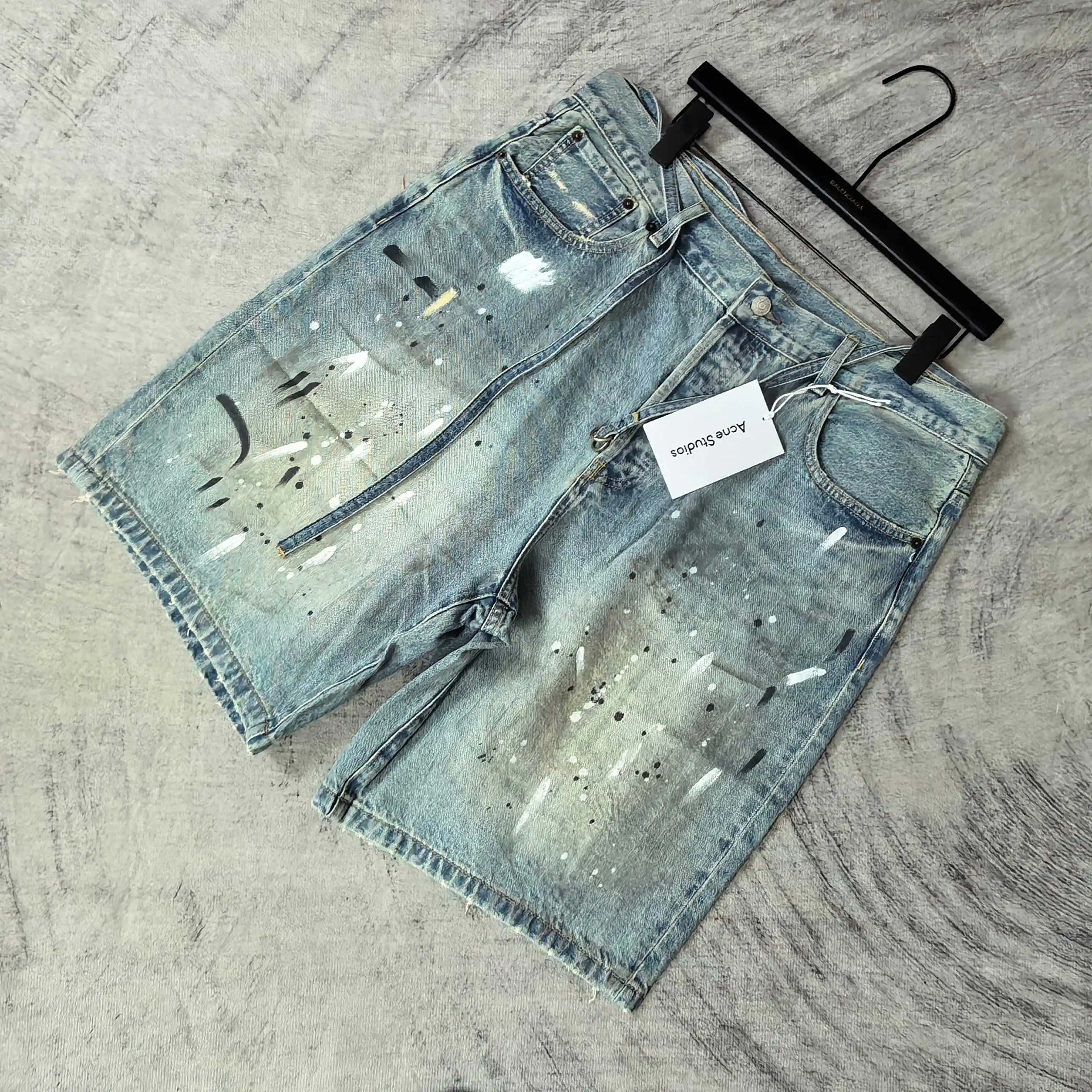 1981 Paint-Splatter Drawstring Denim Shorts D24023238 — view 4