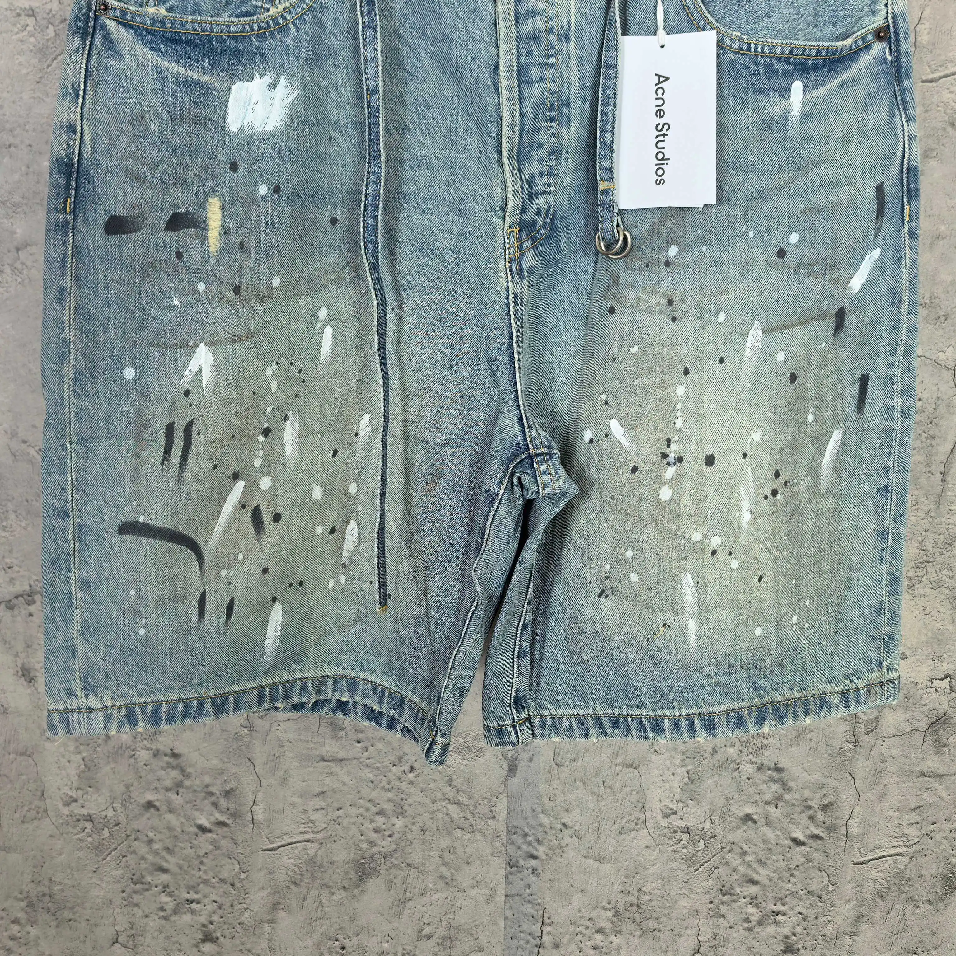 1981 Paint-Splatter Drawstring Denim Shorts D24023238 — view 8
