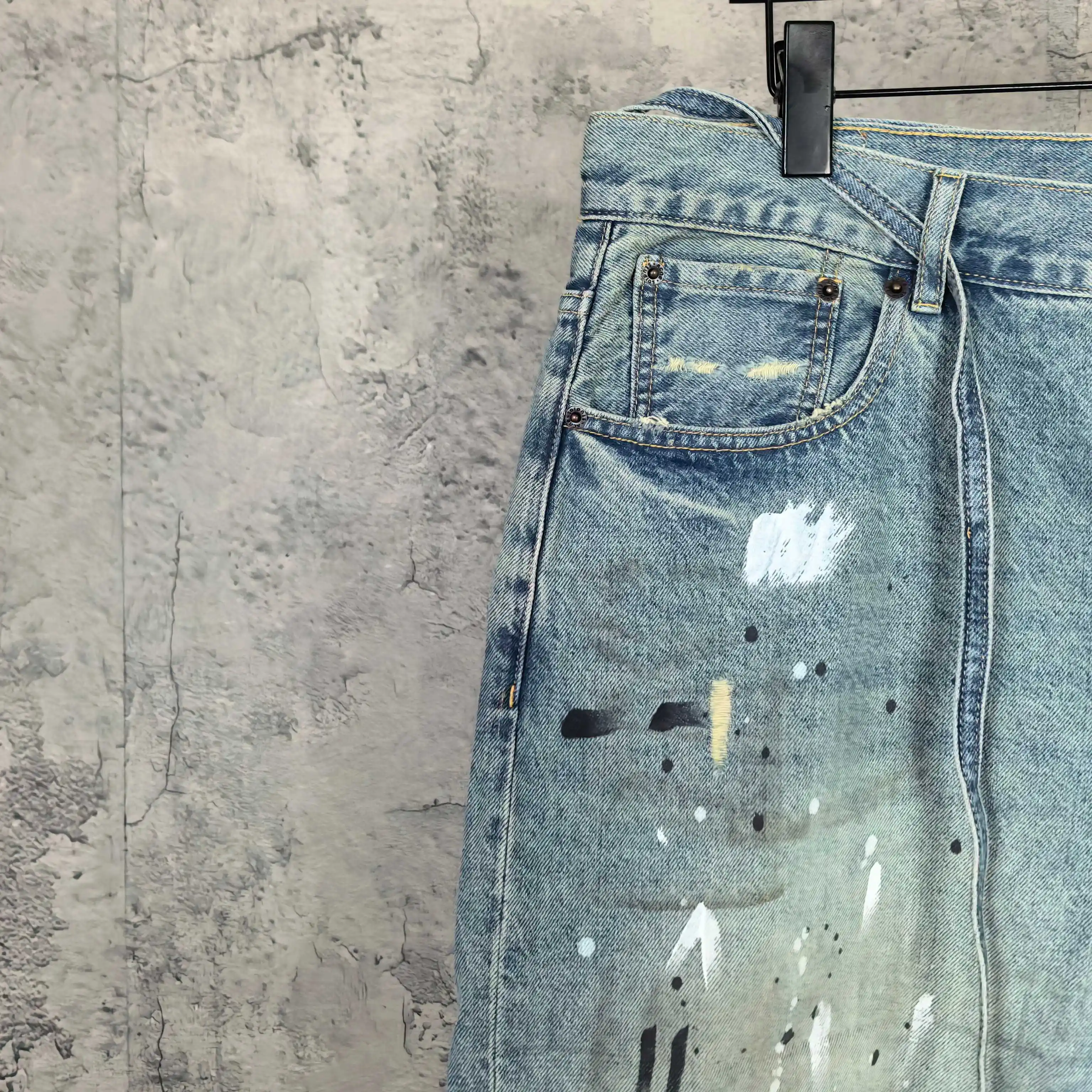 1981 Paint-Splatter Drawstring Denim Shorts D24023238 — view 14