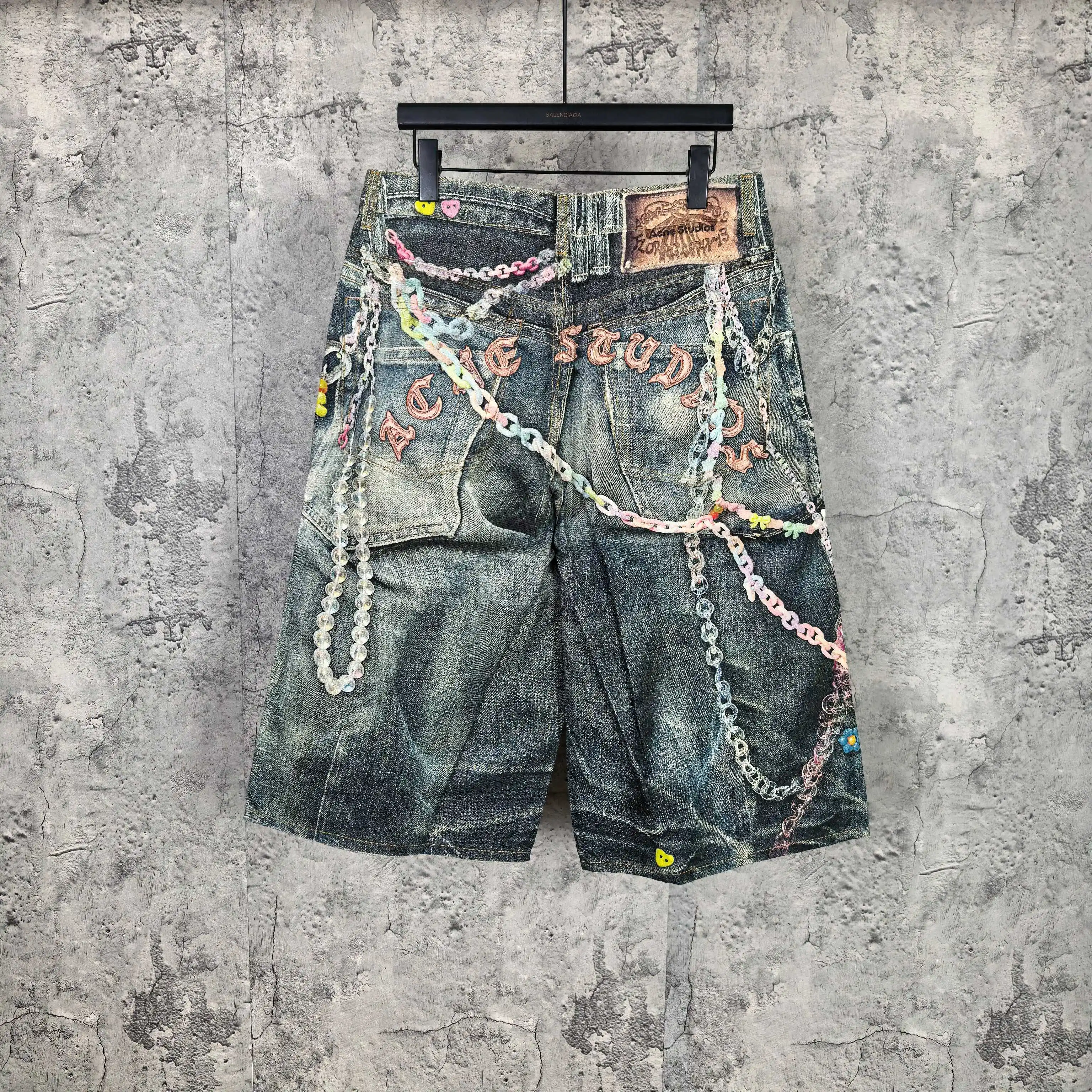 1996 Candy 3D Digital Print Denim Shorts D24023239 — view 2