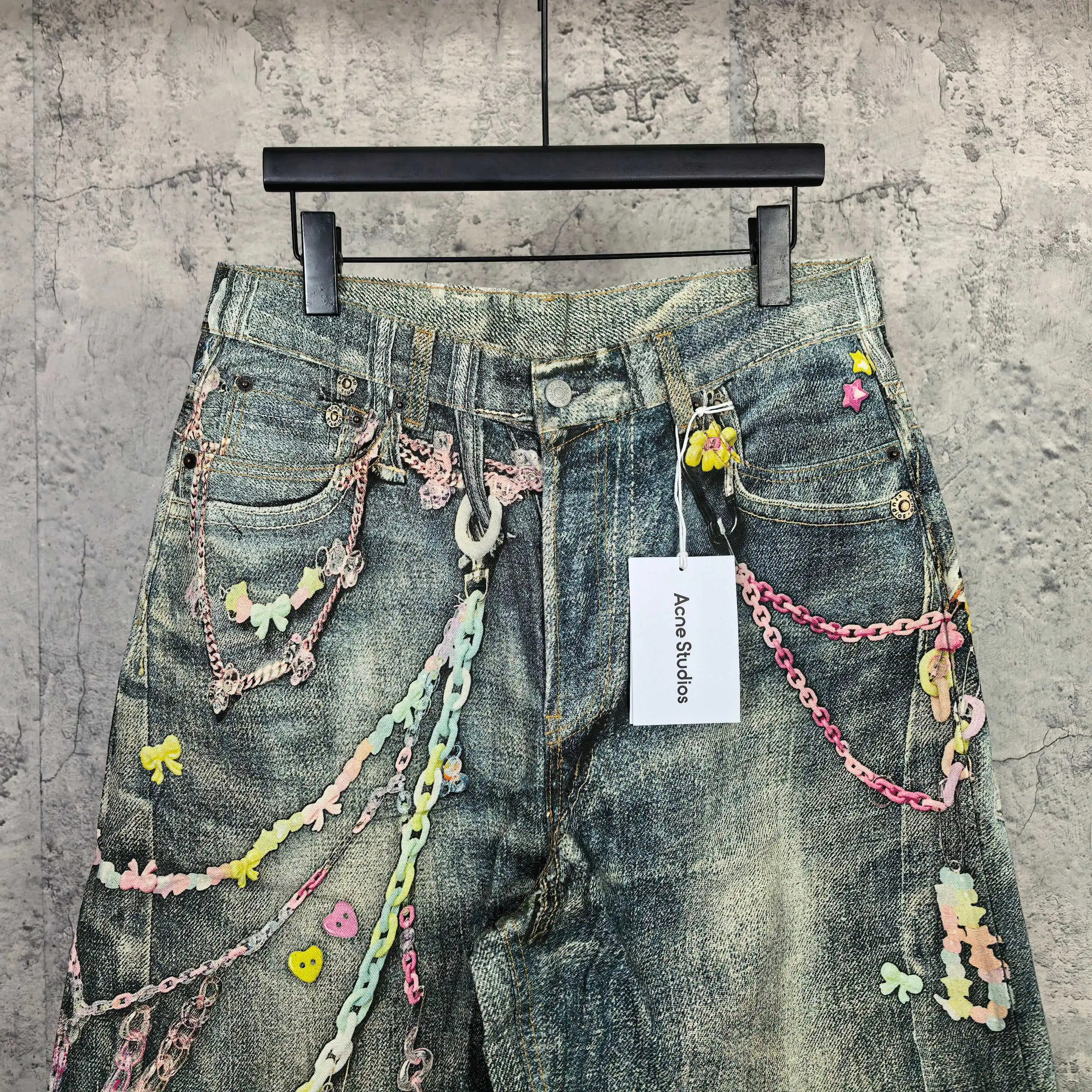1996 Candy 3D Digital Print Denim Shorts D24023239 — view 3