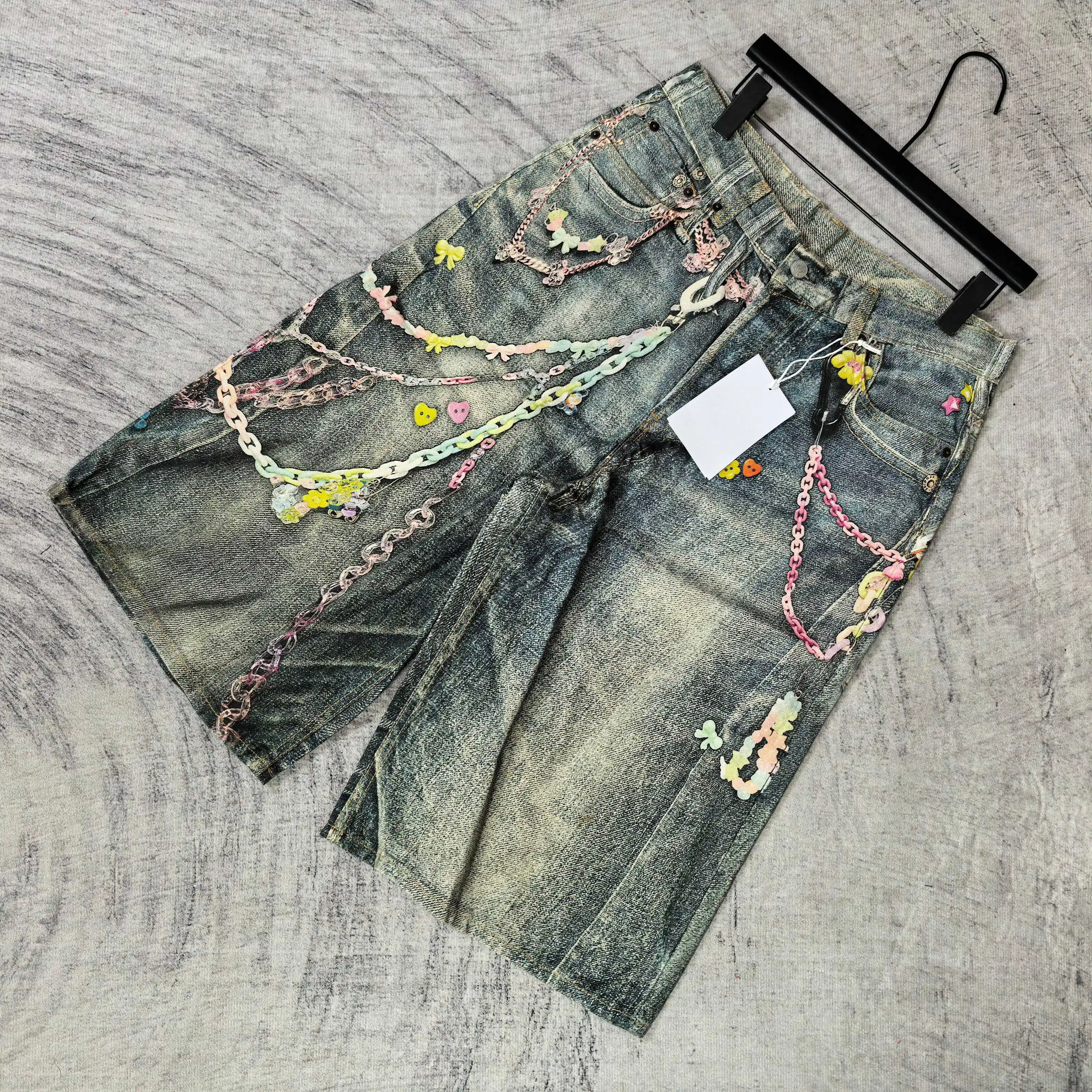 1996 Candy 3D Digital Print Denim Shorts D24023239 — view 4
