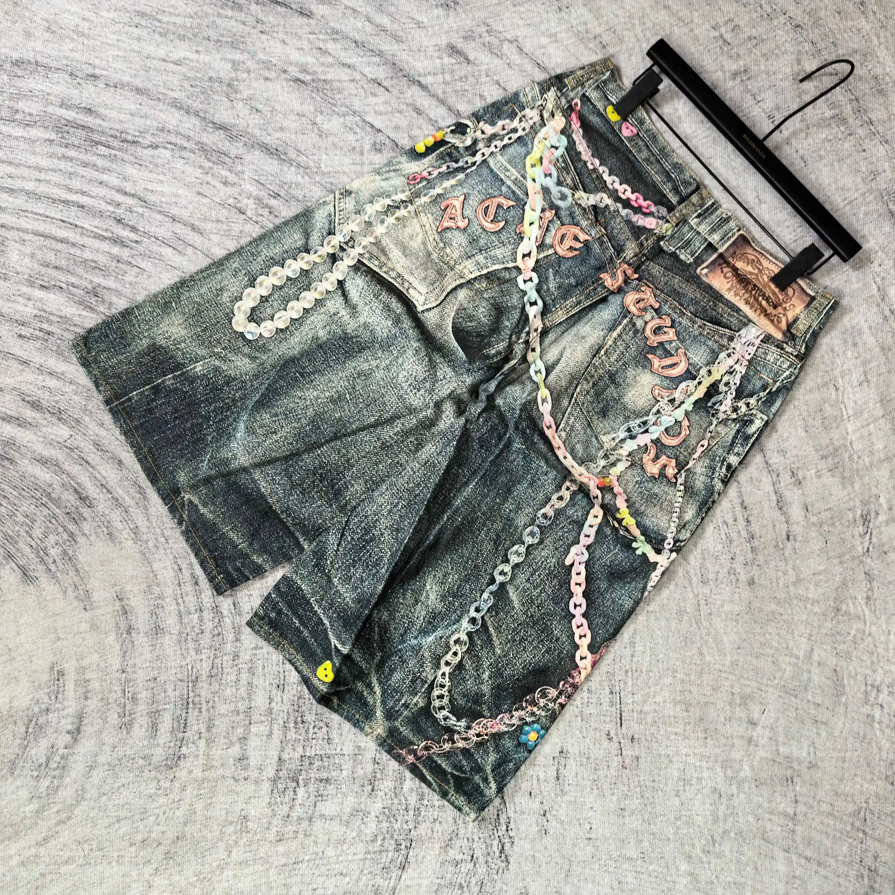 1996 Candy 3D Digital Print Denim Shorts D24023239 — view 5