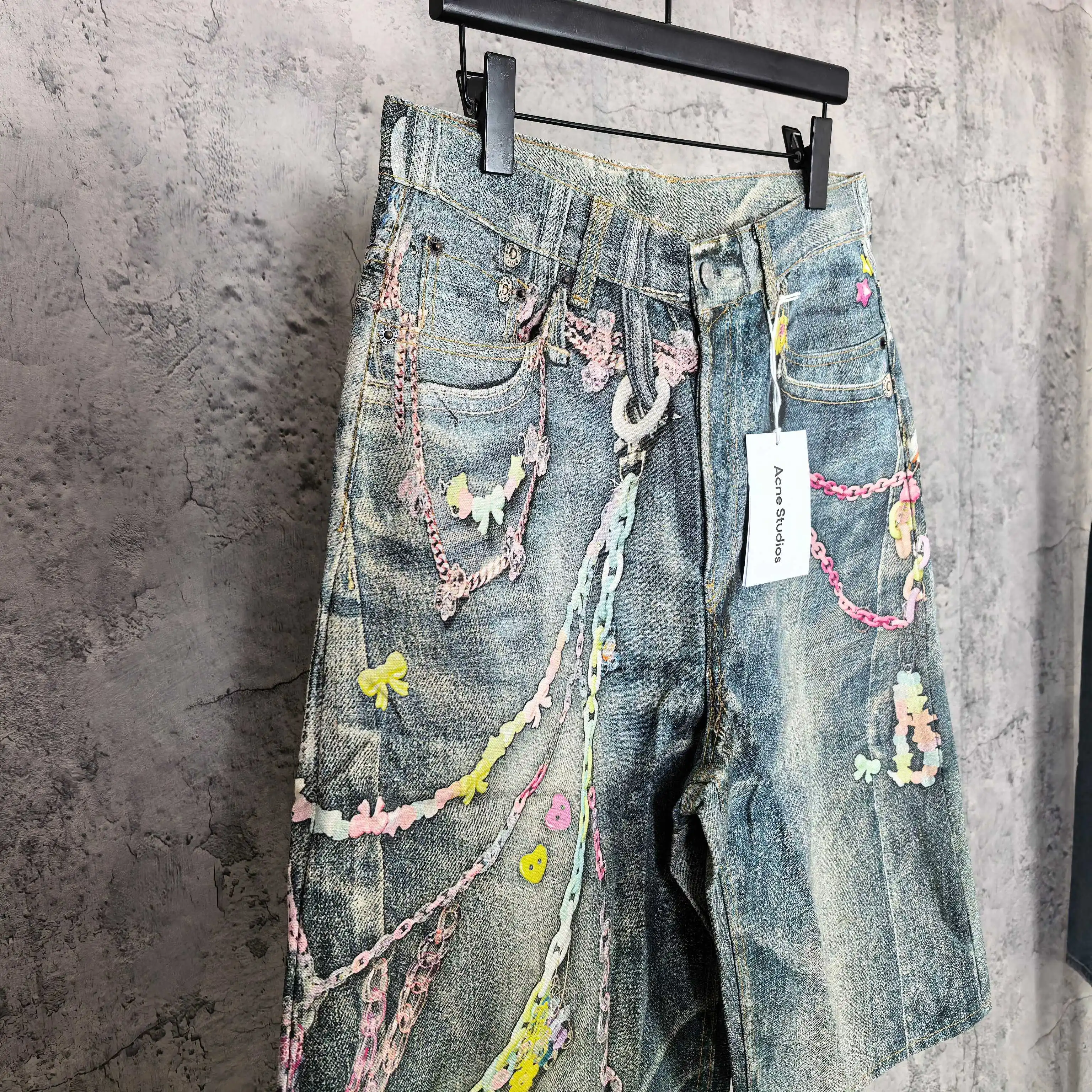 1996 Candy 3D Digital Print Denim Shorts D24023239 — view 7