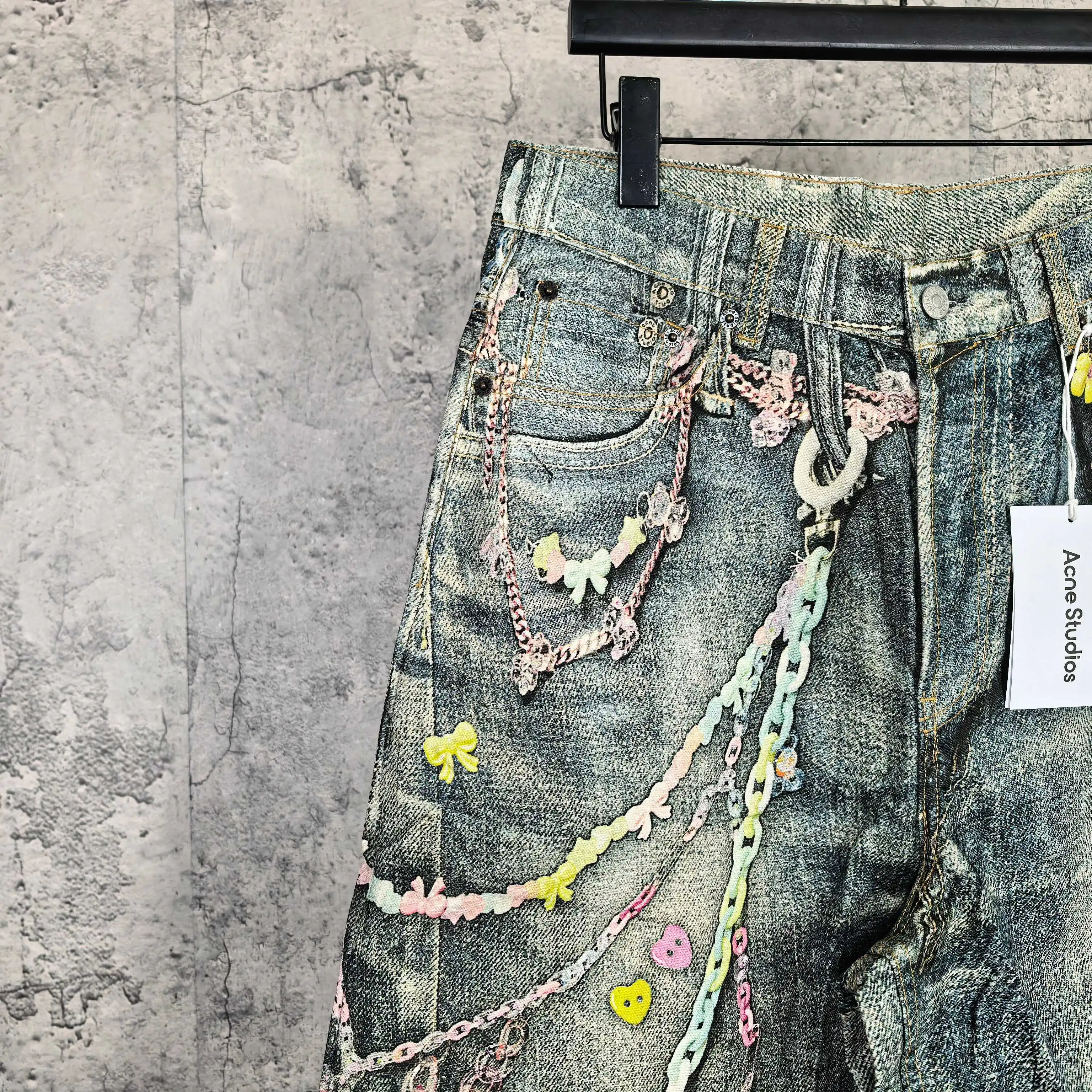1996 Candy 3D Digital Print Denim Shorts D24023239 — view 8