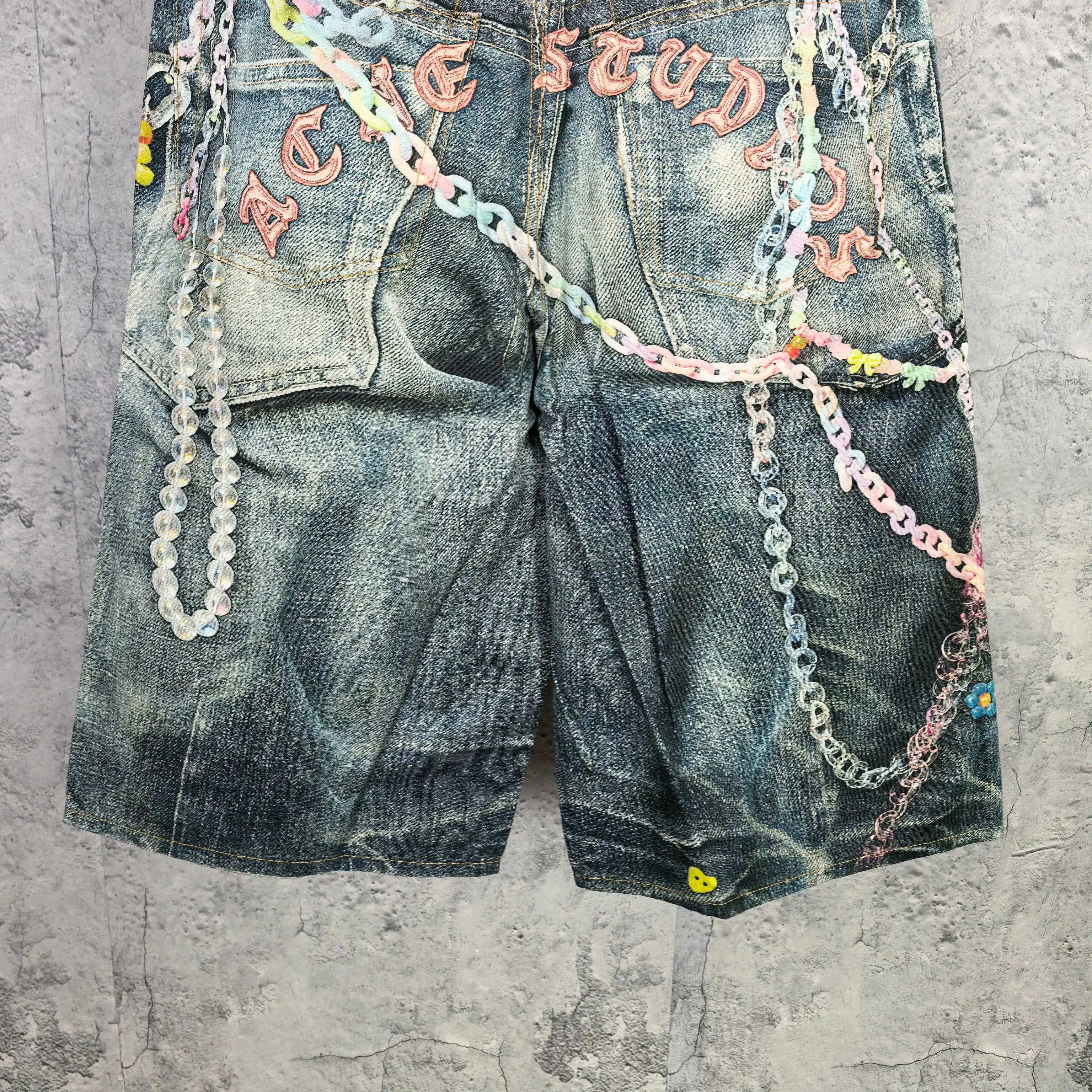 1996 Candy 3D Digital Print Denim Shorts D24023239 — view 10