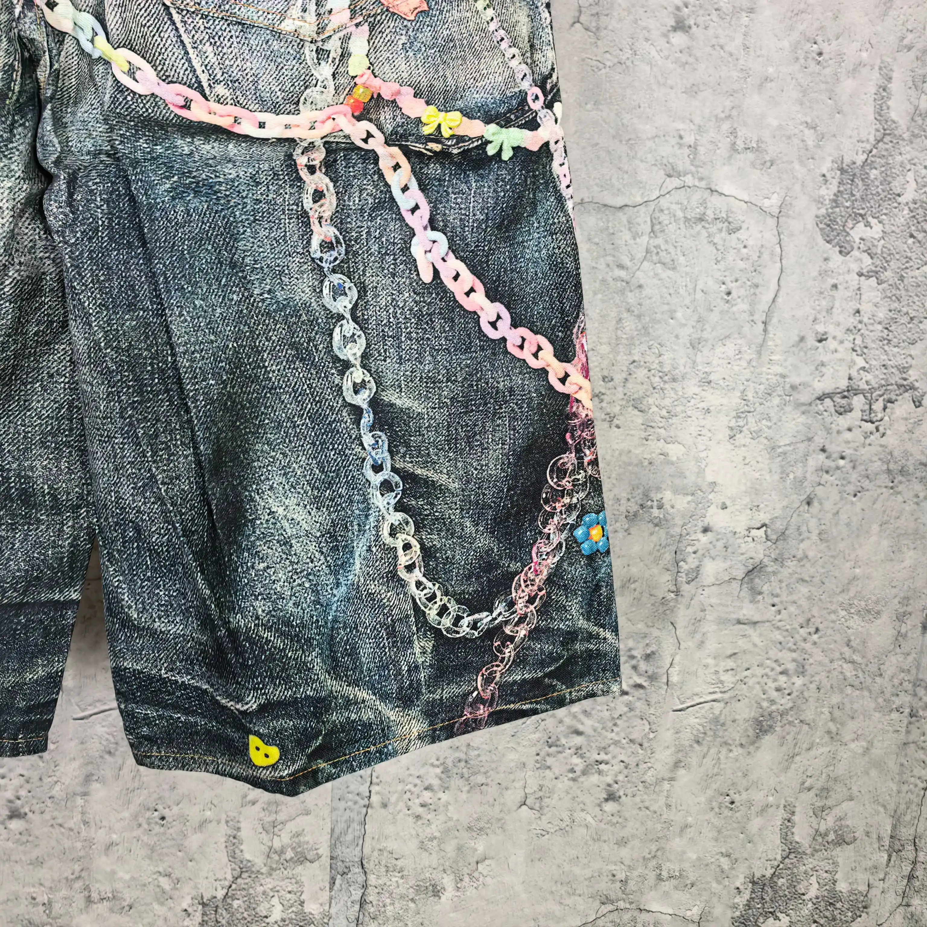 1996 Candy 3D Digital Print Denim Shorts D24023239 — view 11