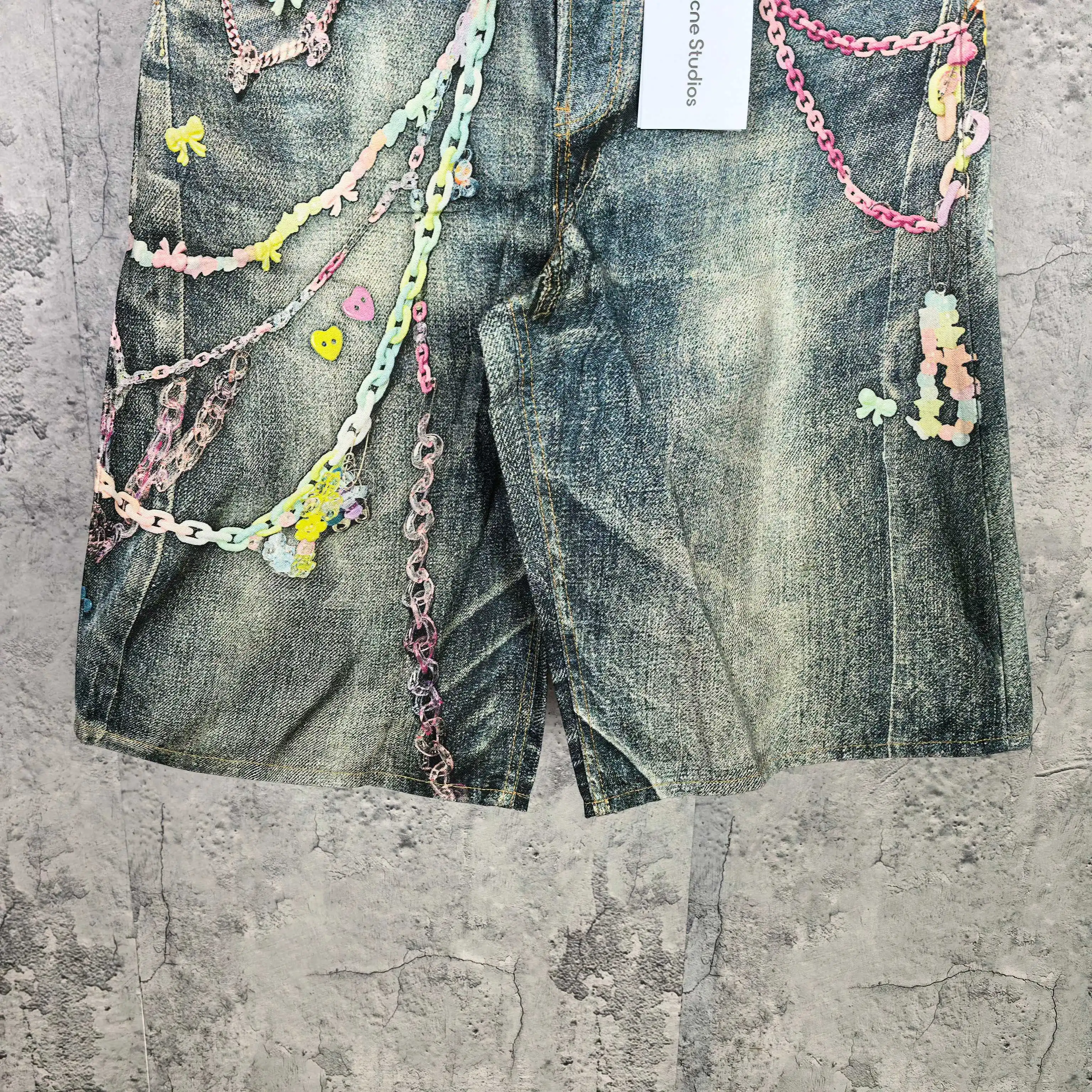 1996 Candy 3D Digital Print Denim Shorts D24023239 — view 12