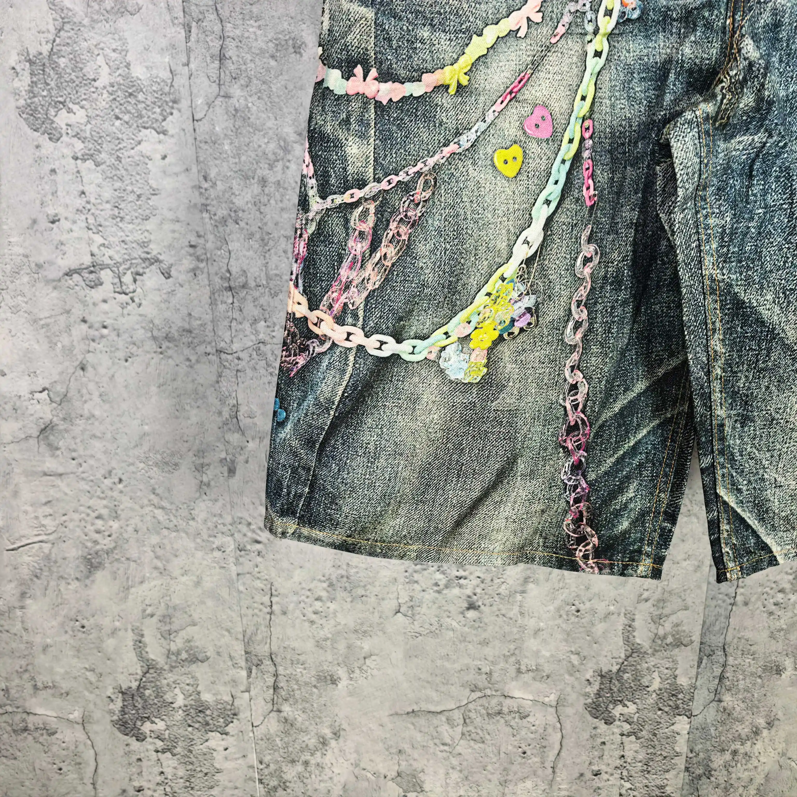 1996 Candy 3D Digital Print Denim Shorts D24023239 — view 13