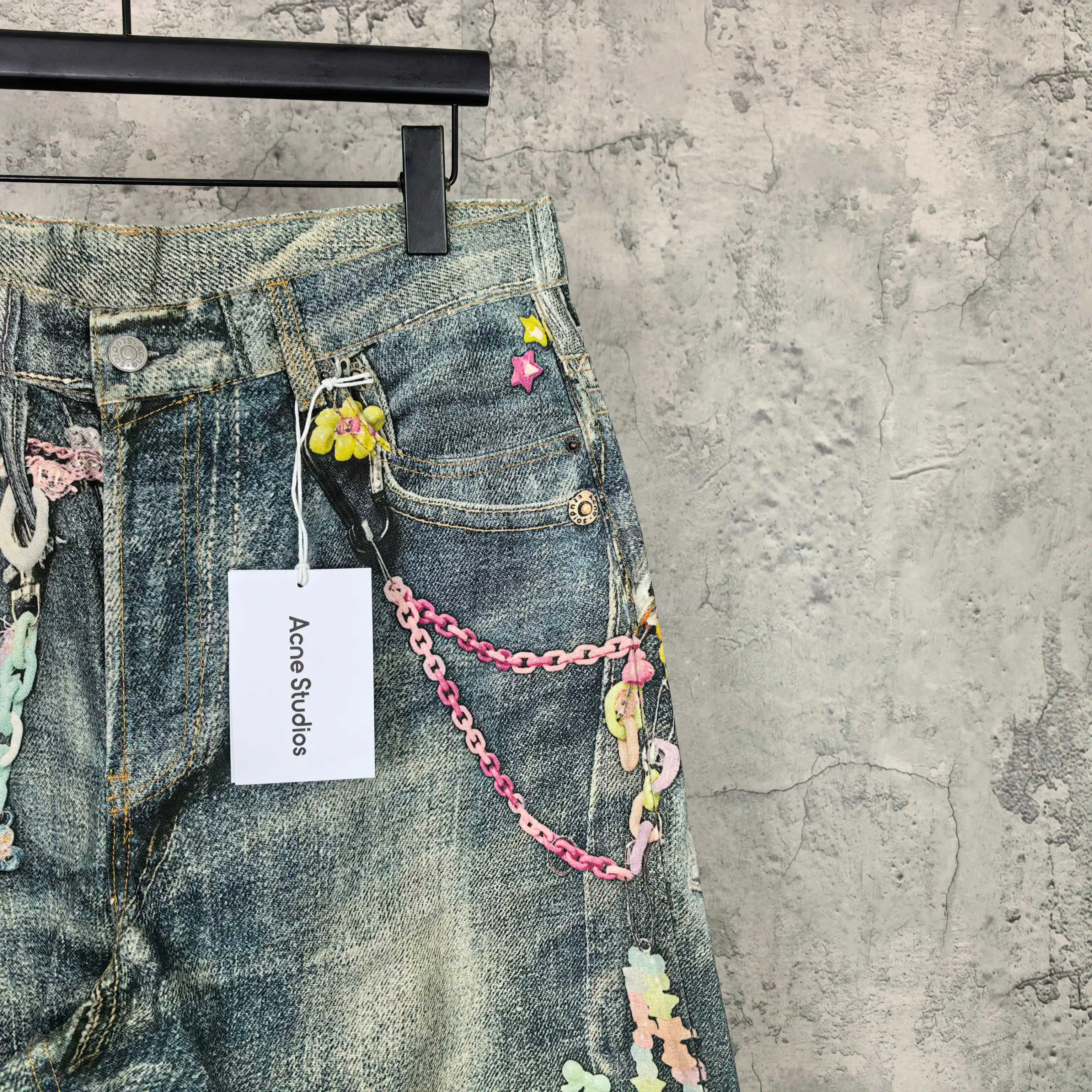 1996 Candy 3D Digital Print Denim Shorts D24023239 — view 14