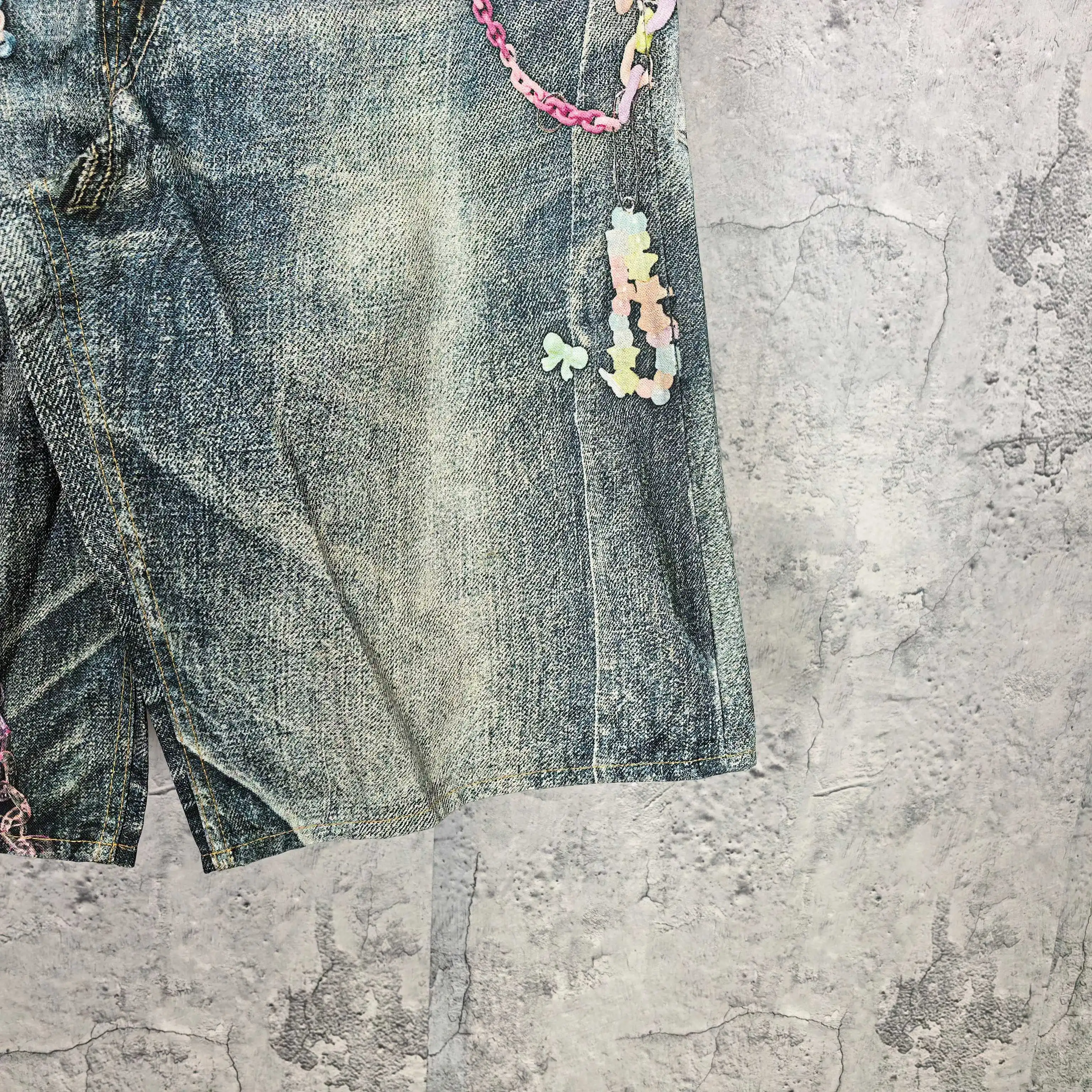 1996 Candy 3D Digital Print Denim Shorts D24023239 — view 15