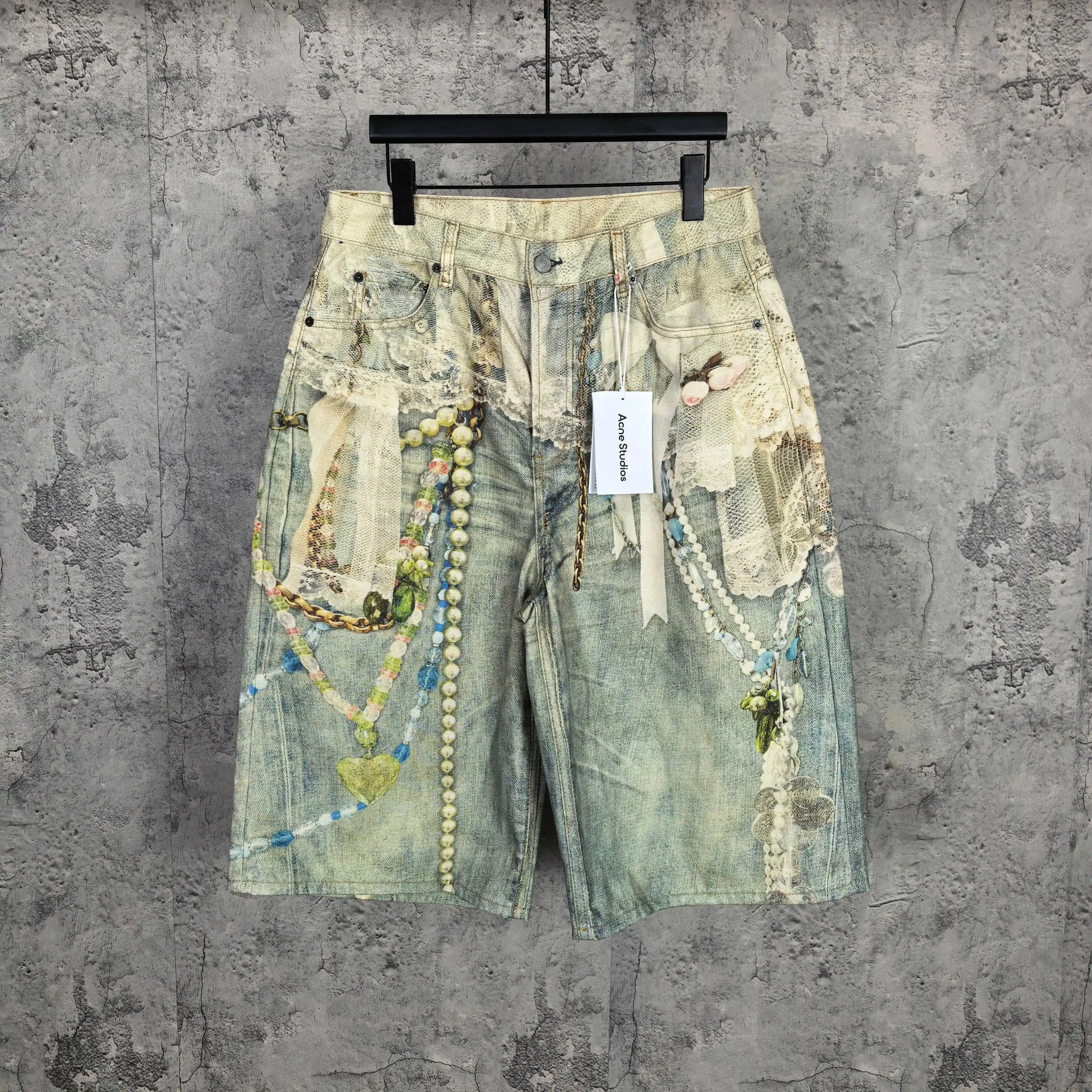 1996 Trompe L'oeil Print Denim Shorts D24023241