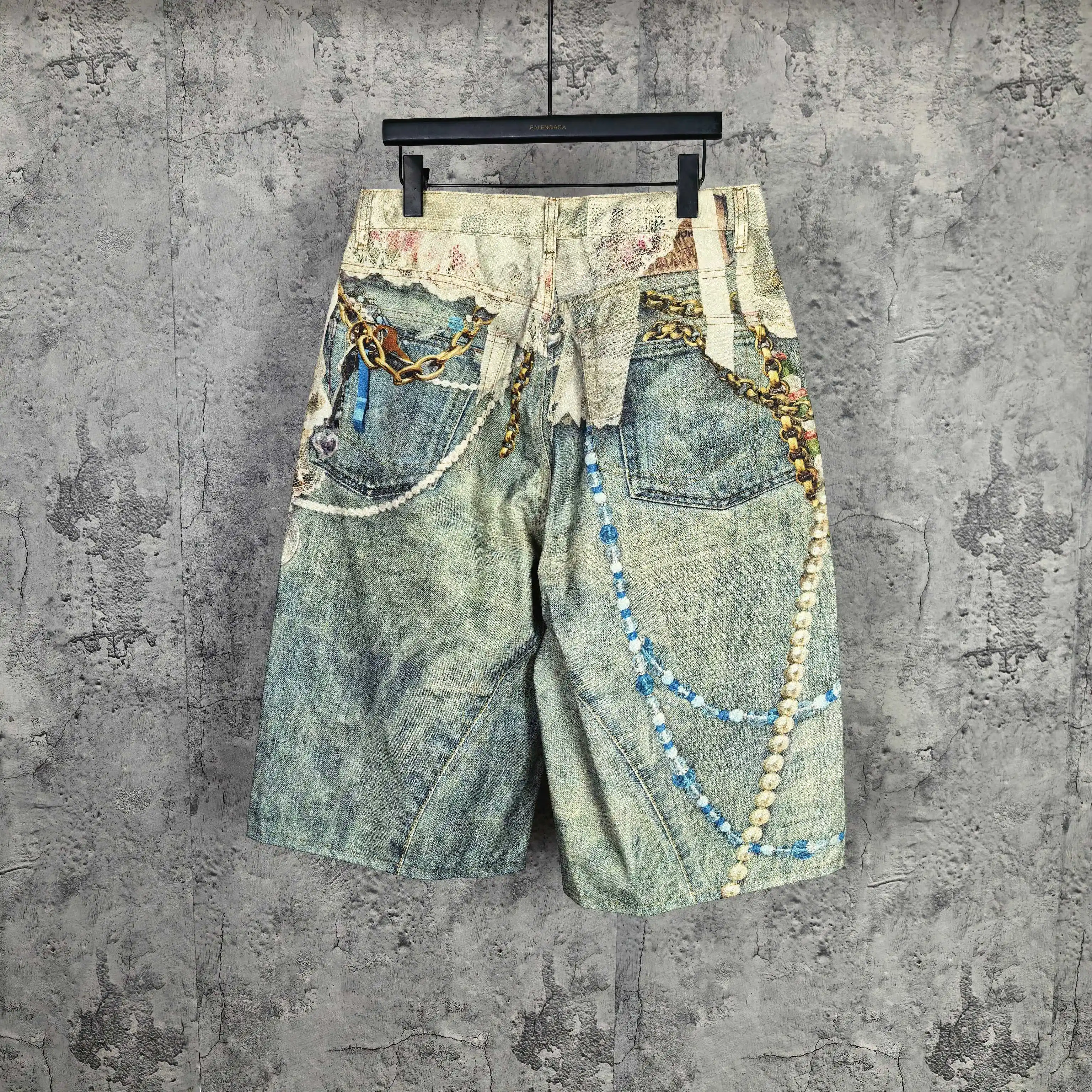 1996 Trompe L'oeil Print Denim Shorts D24023241 — view 2